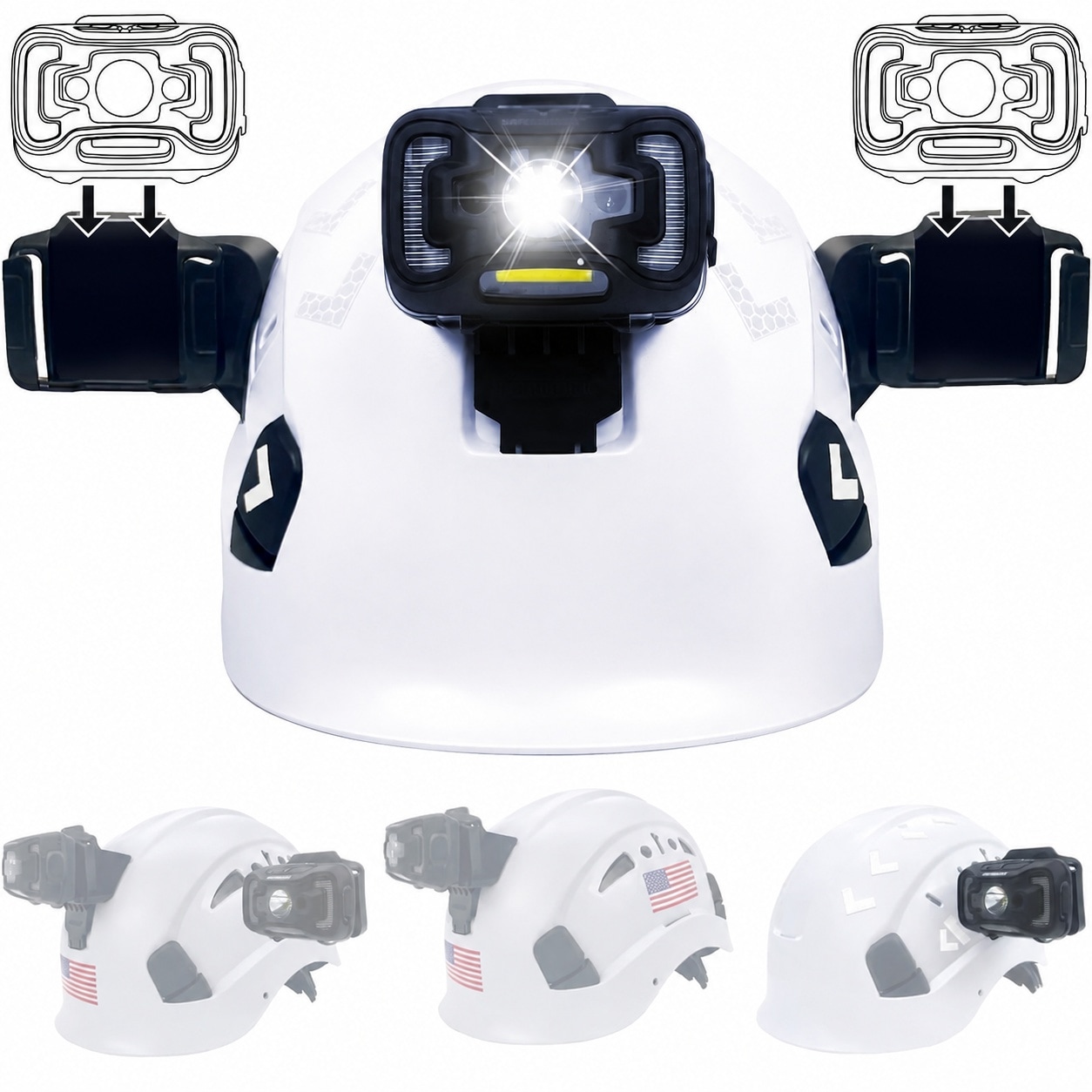 SenQWFa  SHL01 Head Light for CR06 and CR08 Hard Hats Accessories Headlamp with Left Right and Middle Brackets durable home and garden accessory