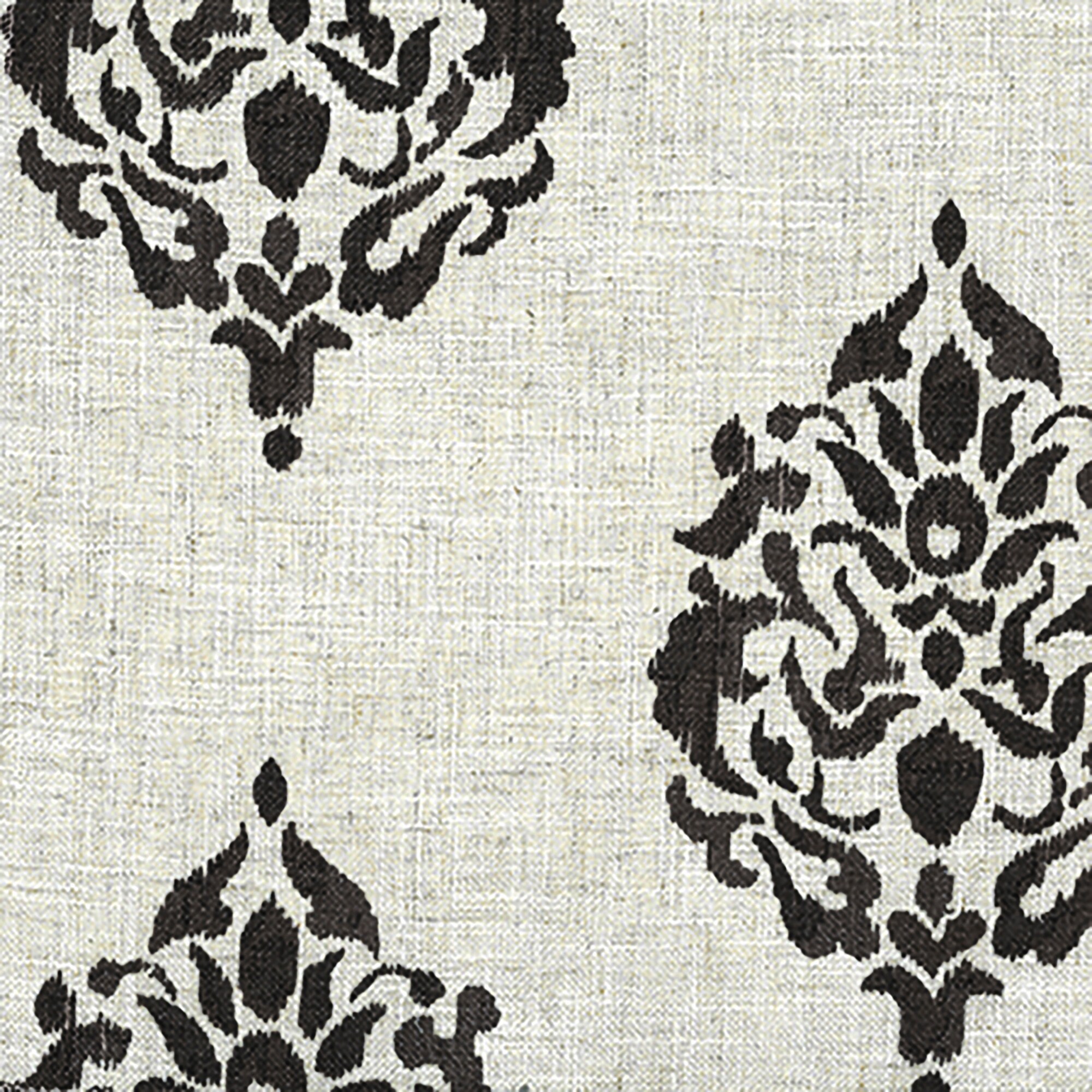 Black and Off-White Medallion Print Blackout Grommet Curtains
