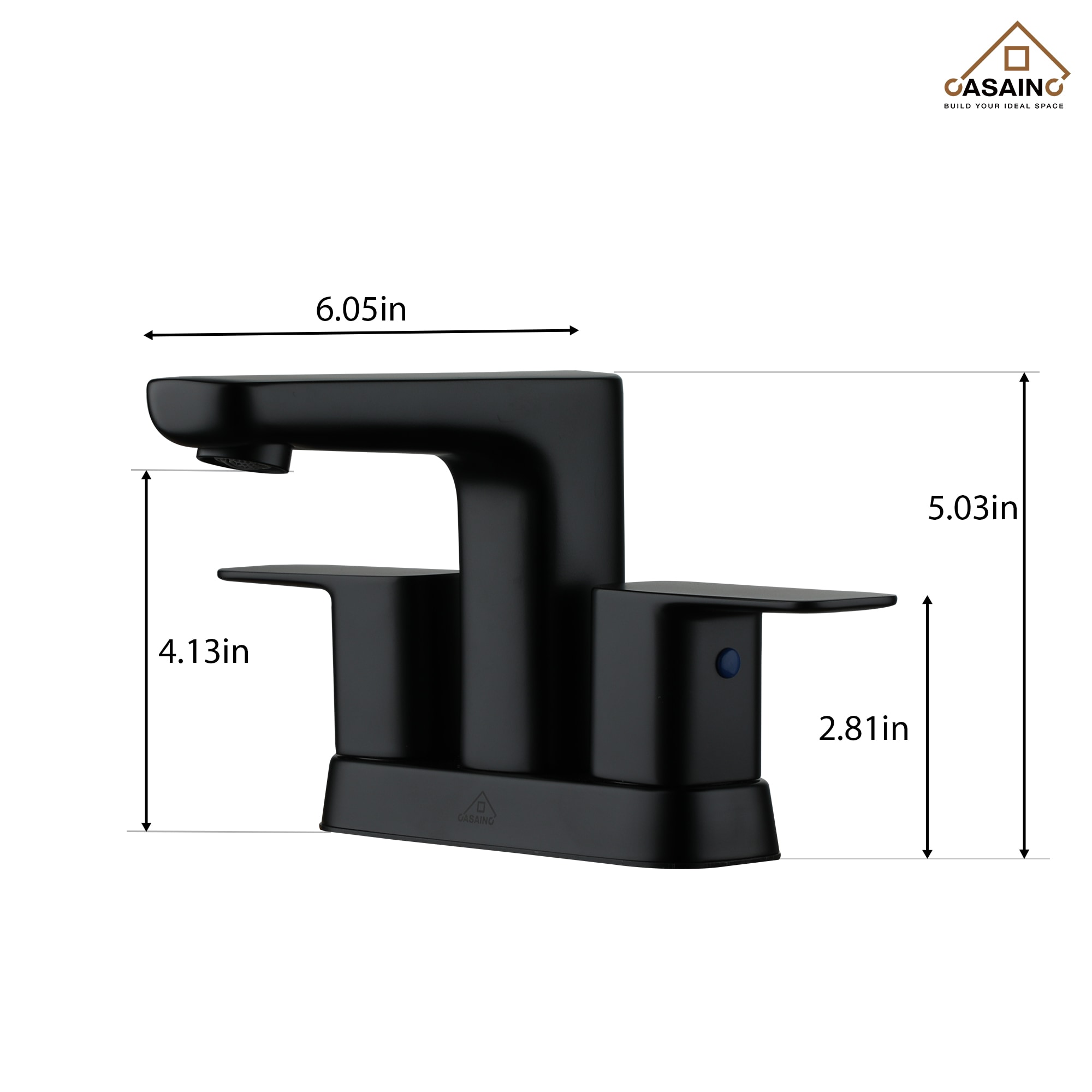 Matte Black Double Handle Mid Arc Bathroom Faucet