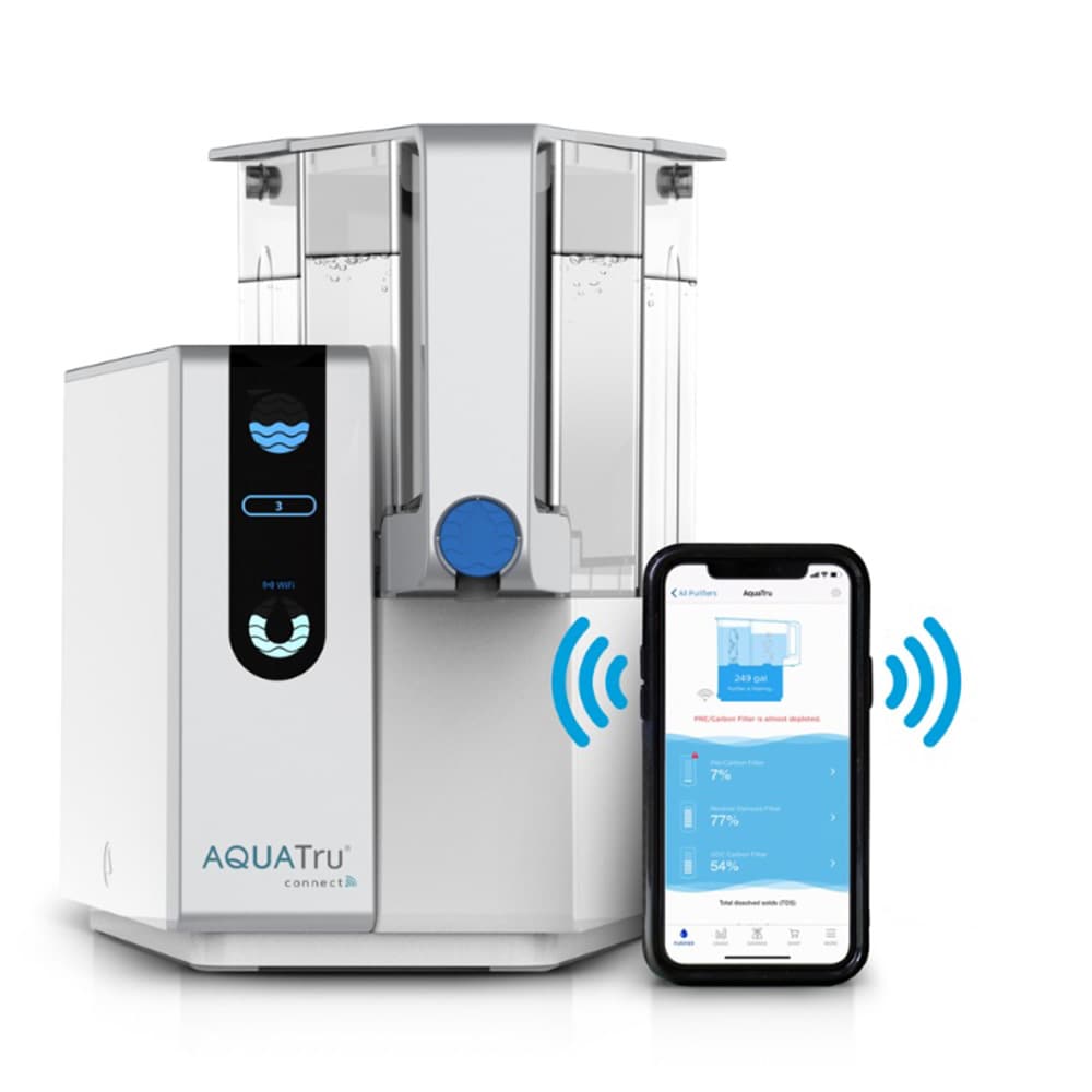 AquaTru Countertop 18-Cup Gray Plastic Water filter pitcher #90AT01SC01