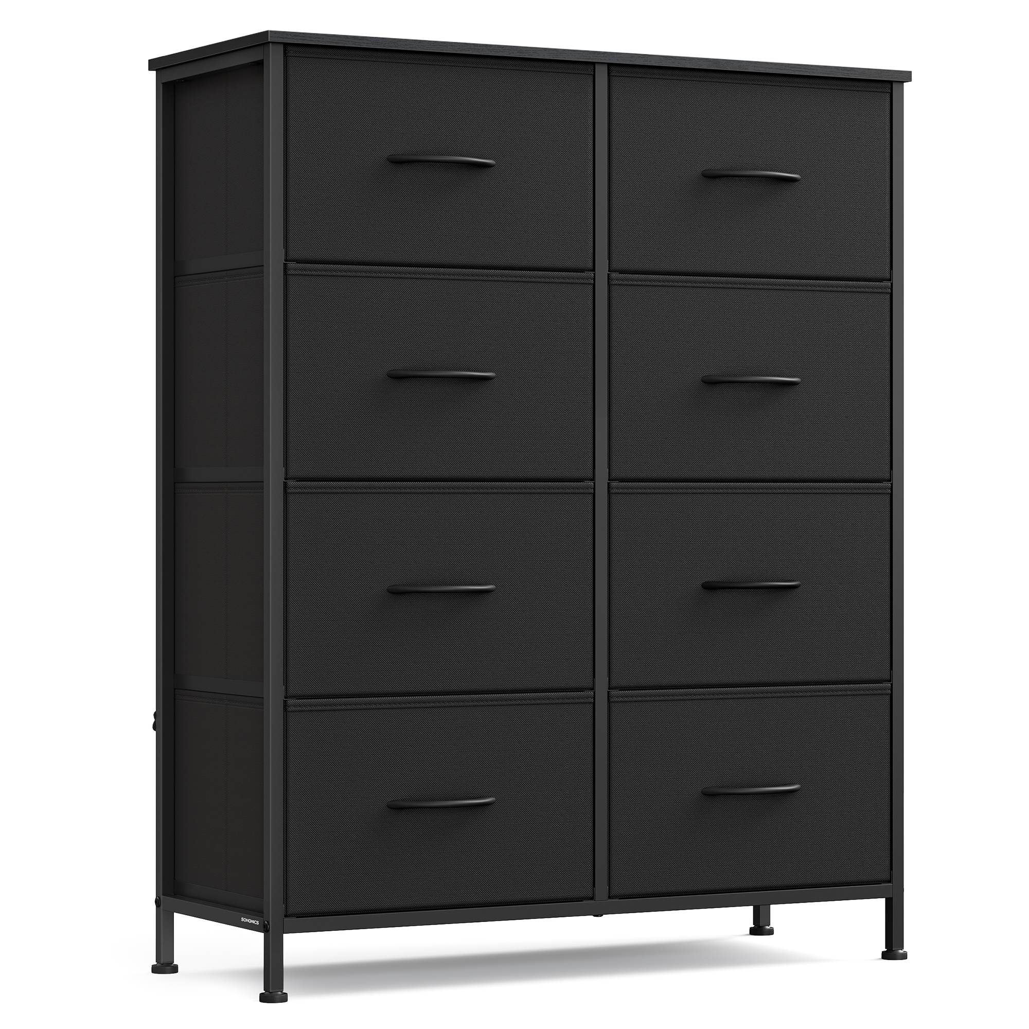 Slickblue D-SM-S10B421SGLU 8-Drawer Dresser with MDF Fabric Drawers for Bedroom Nursery Dorm Room Entryway- Rustic Brown/ Ink Black
