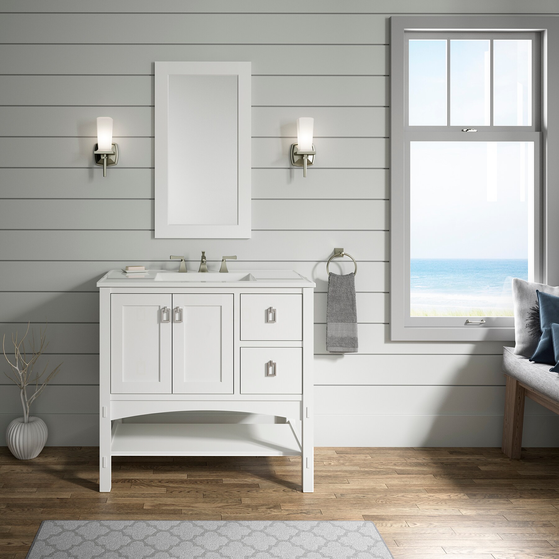 KOHLER Marabou 36in Linen White Bathroom Vanity Base without