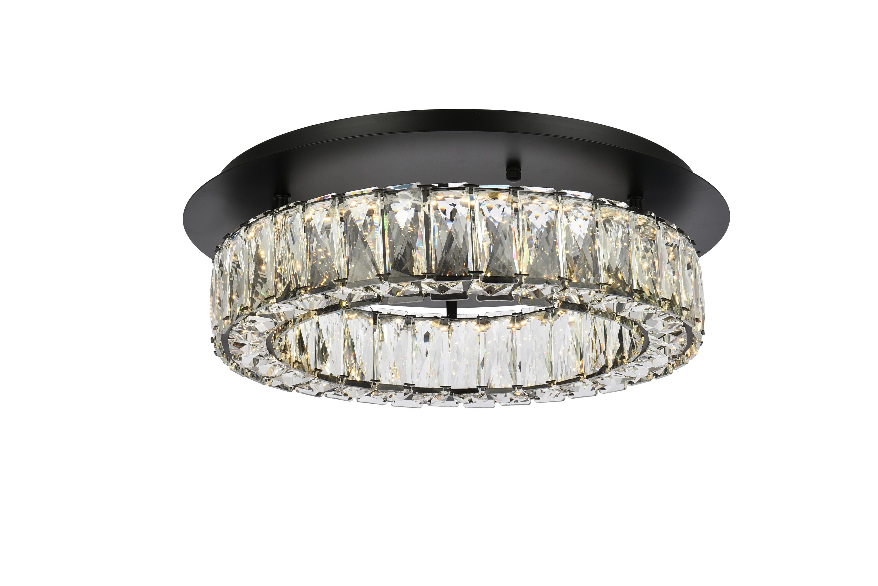 Elegant Decor HF10509F18BK Home Furnishing 1 -Light 18-in Black Integrated LED Flush Mount Light