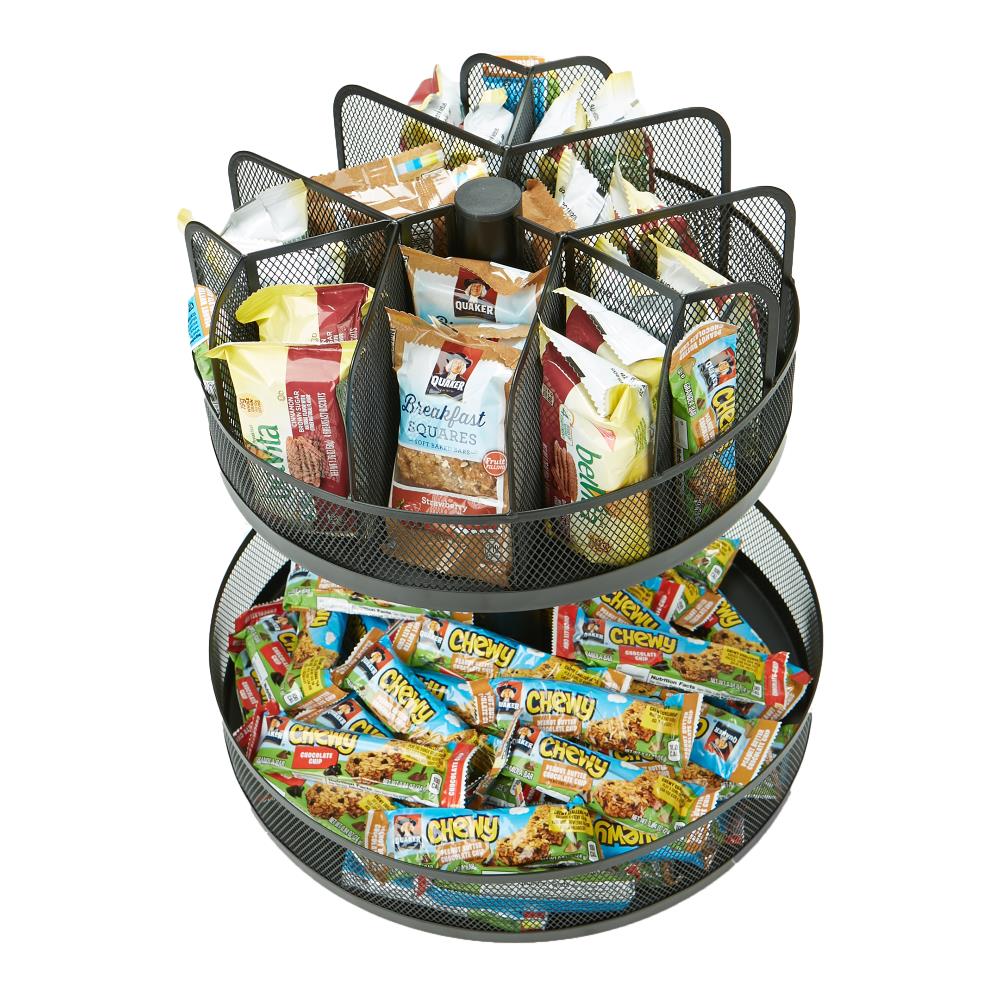 Mind Reader White 2-Tier Lazy Susan Granola Bar and Snack