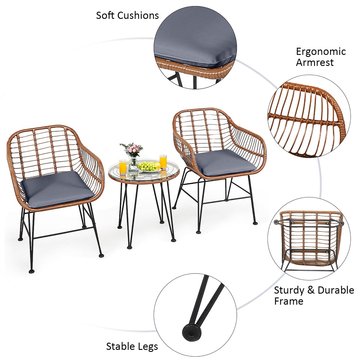 Costway OP70837GR Patio-Conversation-Sets - View #10
