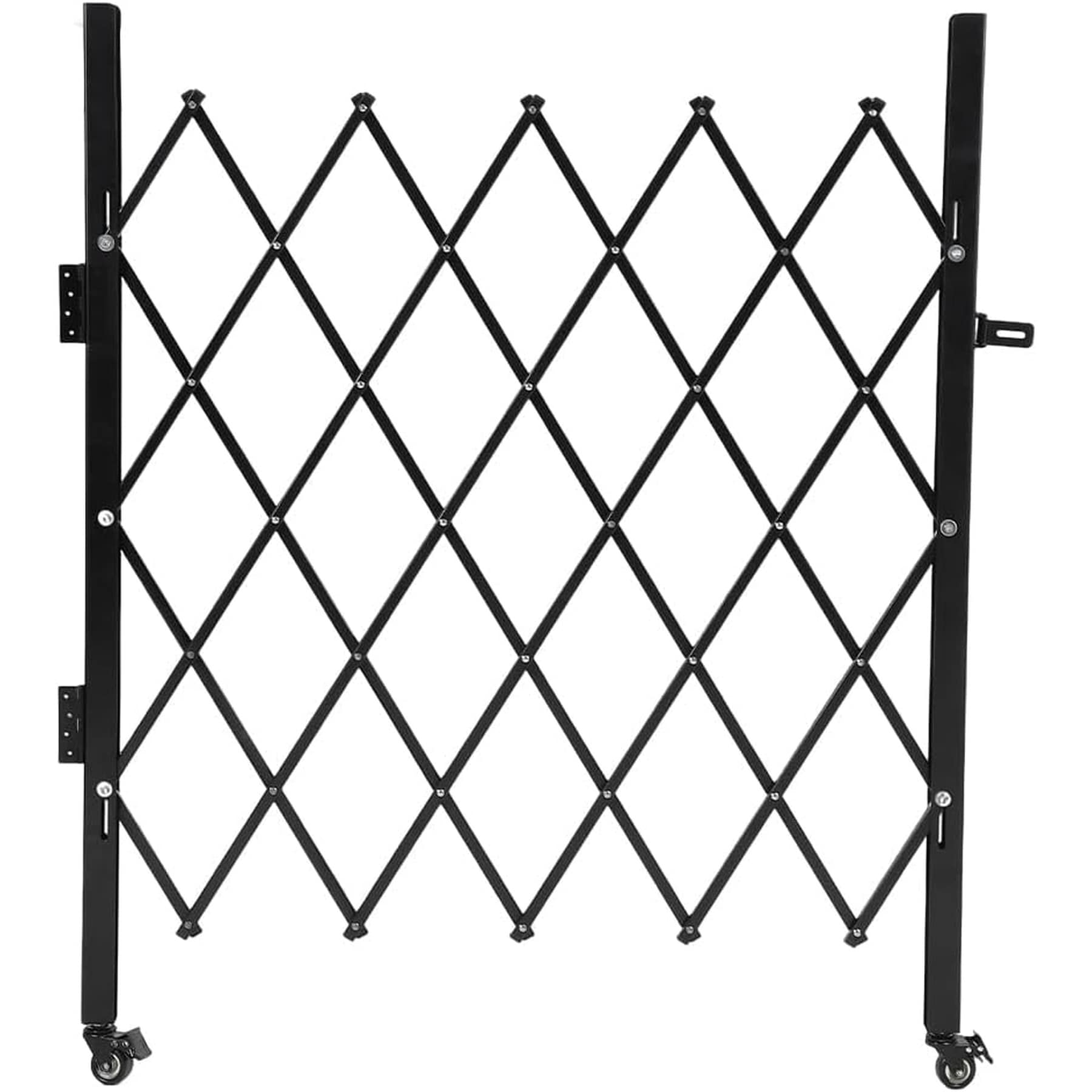 GAOMON - 63 In Hx70 In W Folding Security Gate Lockable Steel Scissor Gate with 360 Swivel Caster...