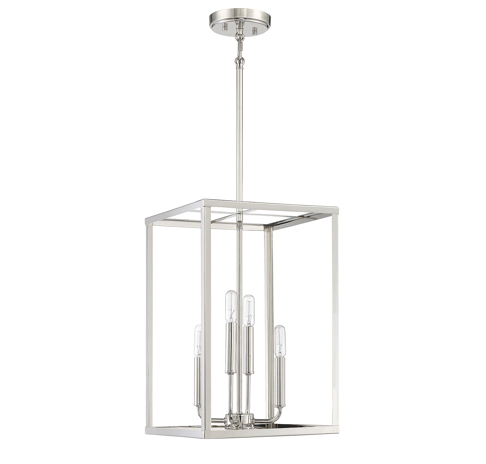 Meridian Lite Trends M30008PN Meridian 4 -Light Polished Nickel Traditional Square Medium Hanging Pendant light