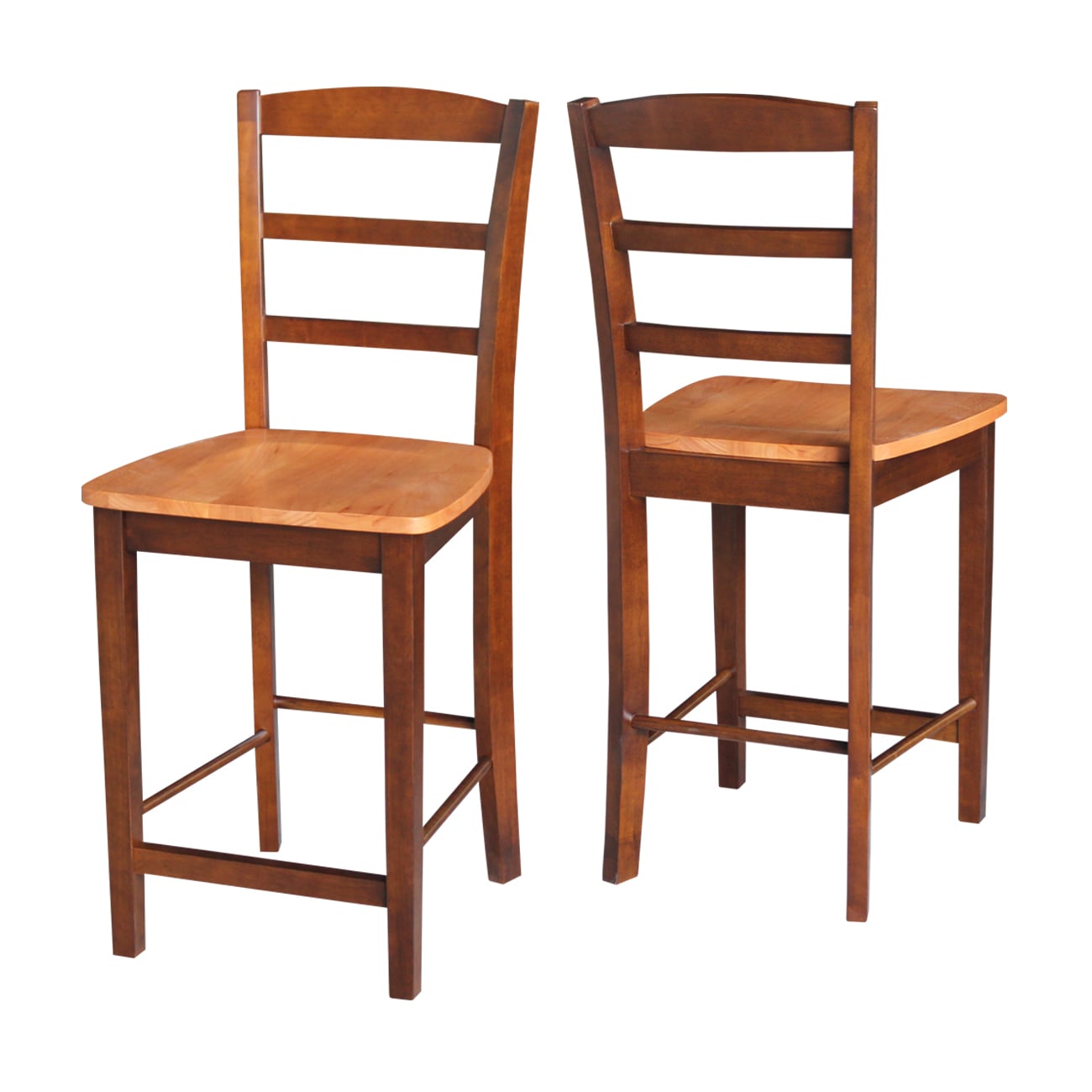 Contemporary Madrid 24" Solid Parawood Counter Stool in Cinnamon/Espresso