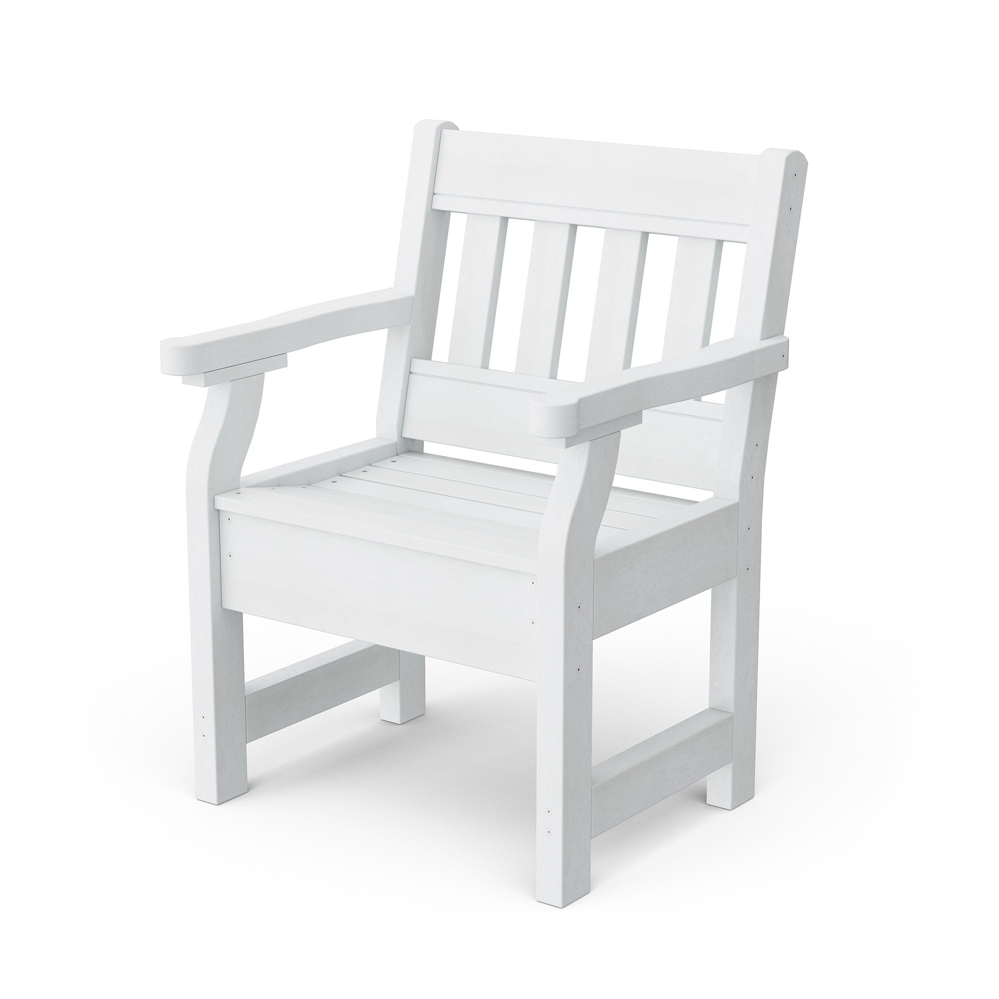 Wildridge LCC-123-BW Heritage Garden White HDPE Frame Stationary Conversation Chair with Slat Seat