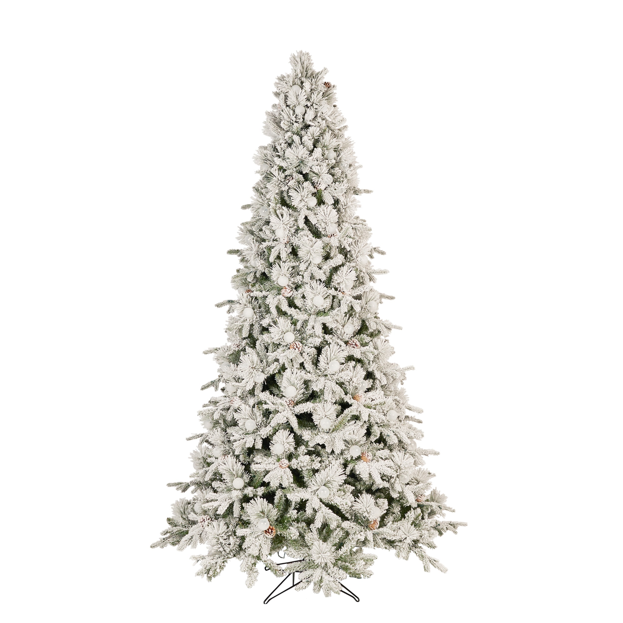 GE 9-ft Candlewood Pine Pre-lit Flocked Artificial Christmas Tree with ...
