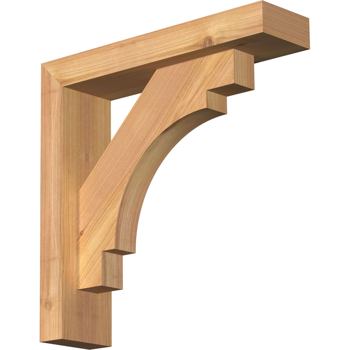 Ekena Millwork 1463105 Merced Block Smooth Bracket with Offset Brace 3-1/2-in x 14-in x 14-in Western red cedar Brown Wood Standard bracket