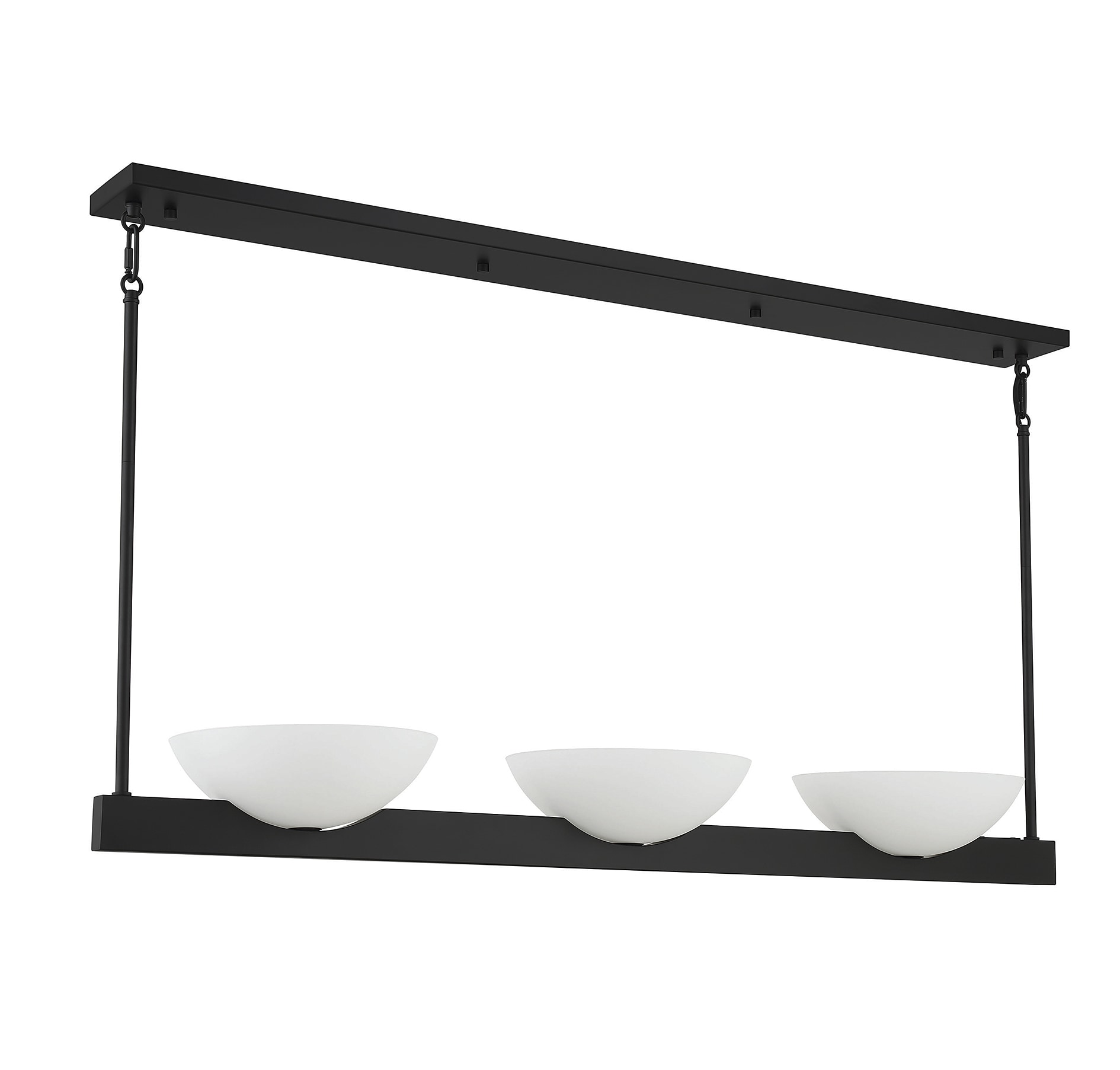 Matte Black Mid-Century Modern 3-Light Linear Chandelier