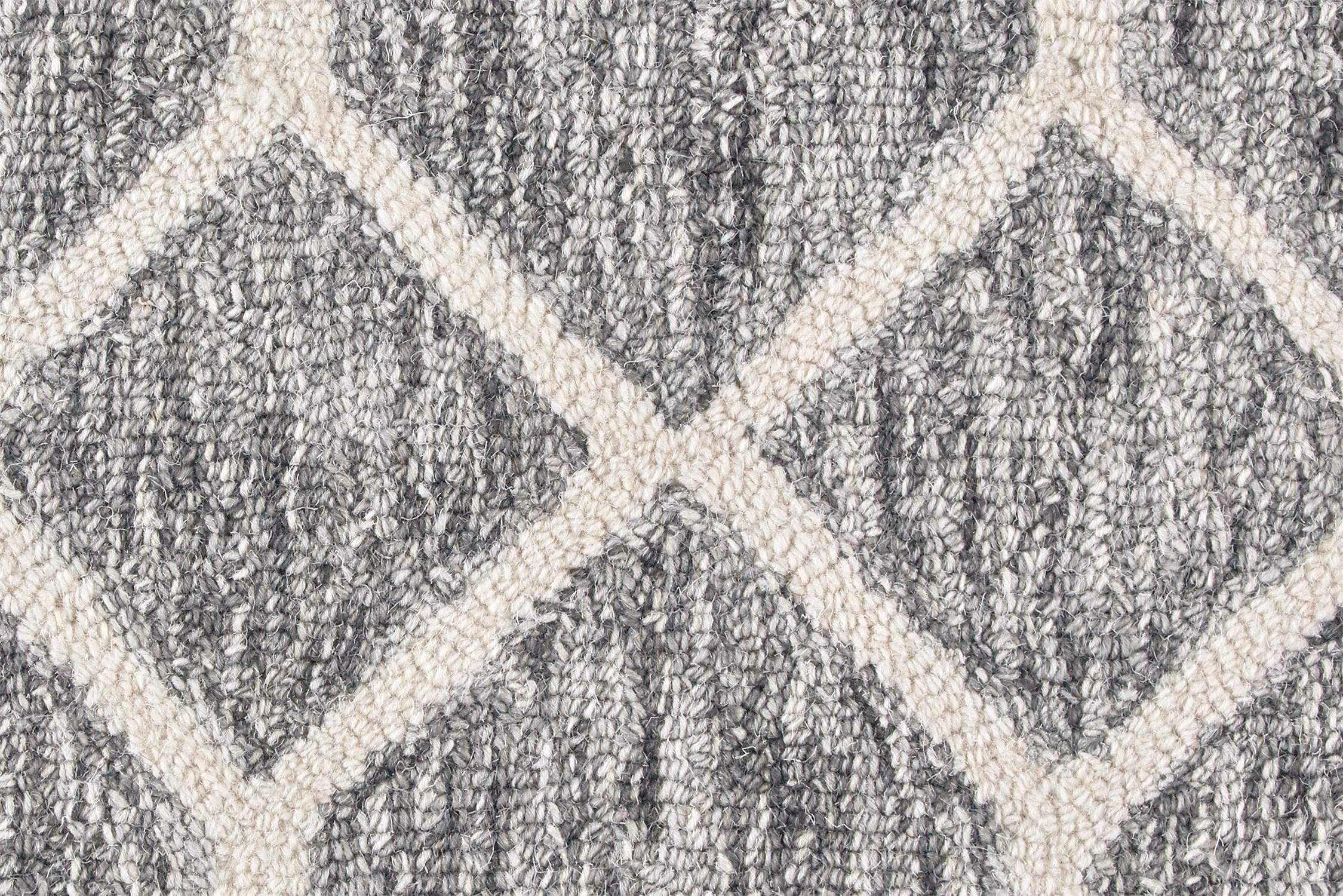 Gray and White Wool Trellis Area Rug