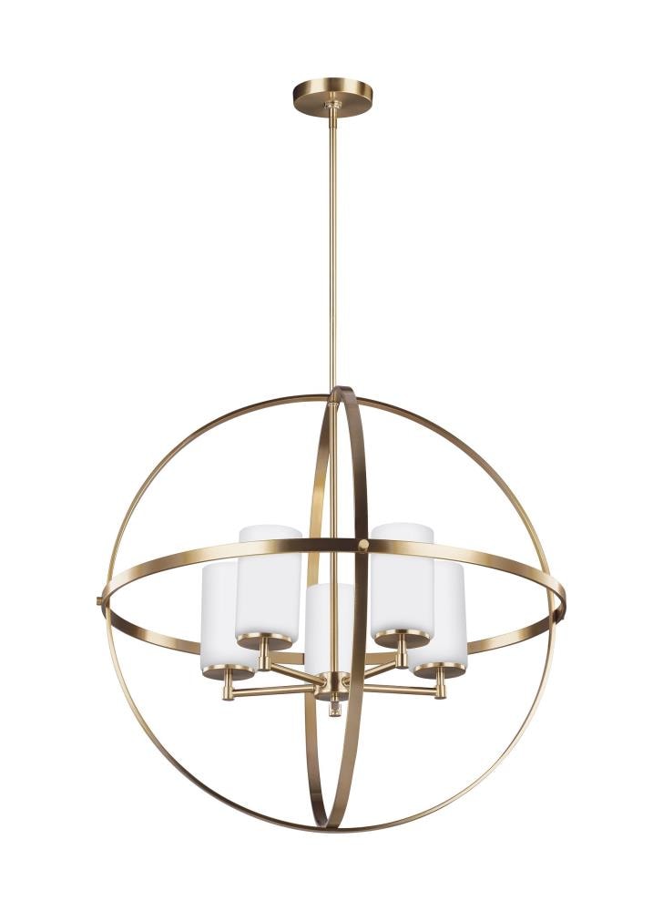 Generation Lighting 3124605EN3-848 Alturas 5 -Light Satin Brass Modern/contemporary Cage For Use in Dining Rooms, Foyers, Kitchens, Chandelier
