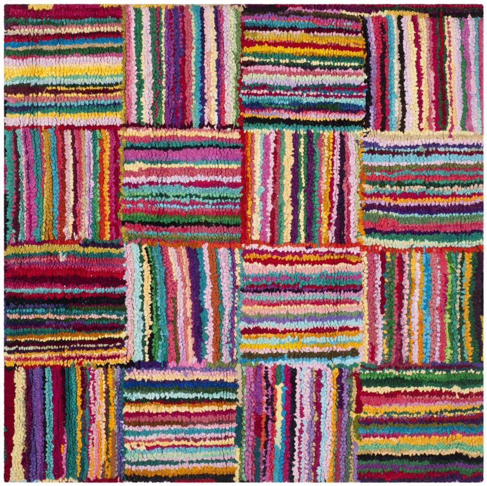 Safavieh NAN318A-6SQ Nantucket Fairfield 6 x 6 (ft) Tufted Synthetic Multi Square Indoor Abstract Bohemian/Eclectic Area rug