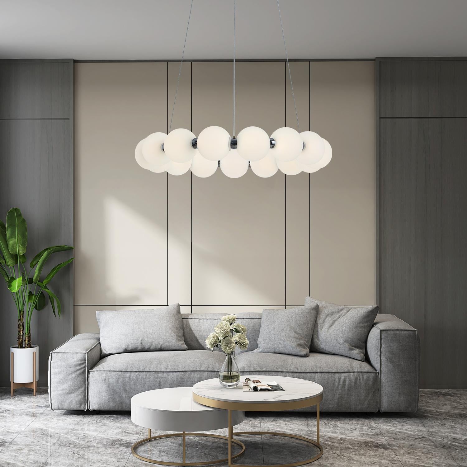 Bayfeve BFMH-60133 Acrylic Dimmable LED Cylinder Chandelie 15 -Light Gloss Chrome Modern/contemporary For Use in Bedrooms, Dining Rooms, Foyers, Kitchens, Living Rooms Chandelier