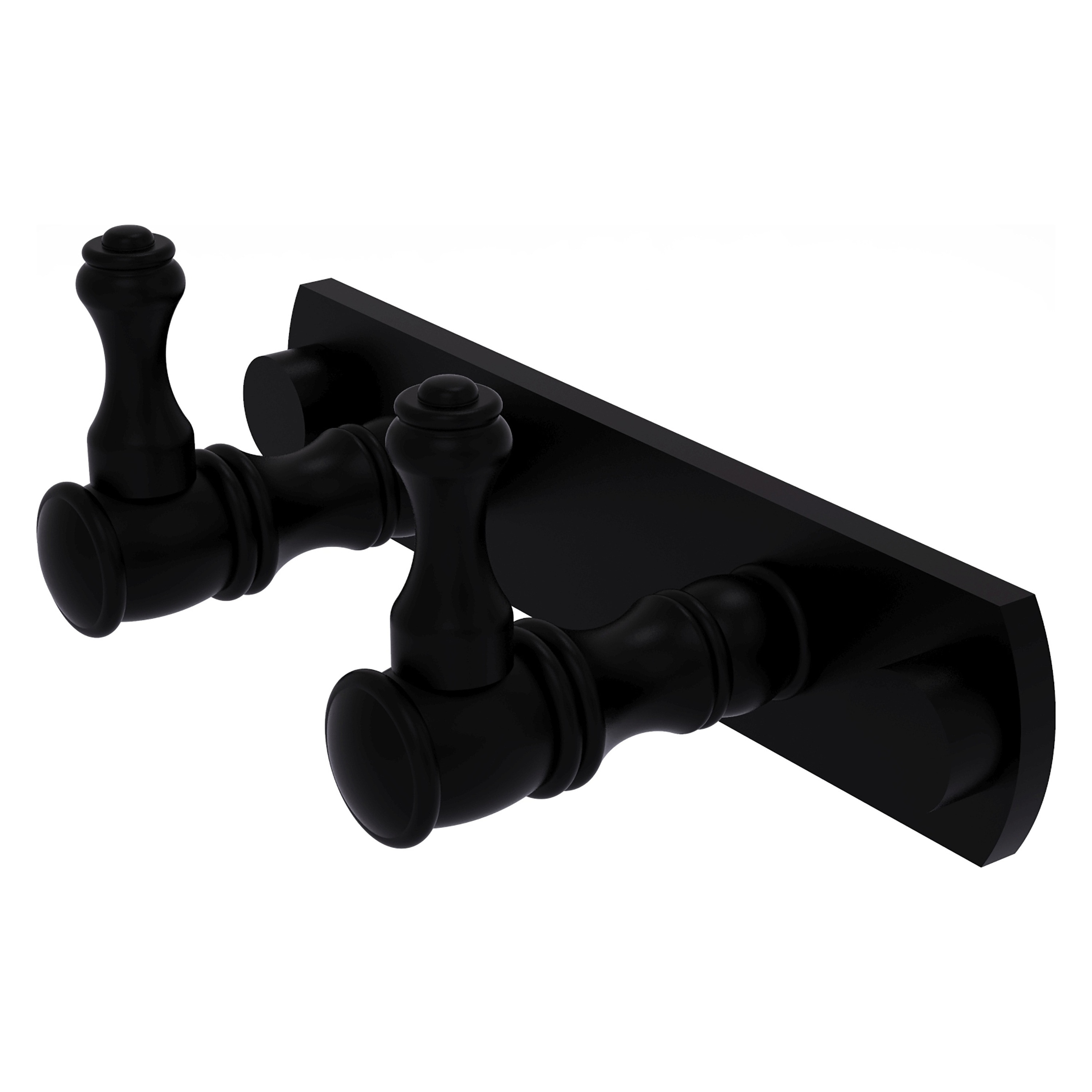 Allied Brass CL-20-2-BKM Carolina Matte Black Double -Hook Wall mount Towel Hook