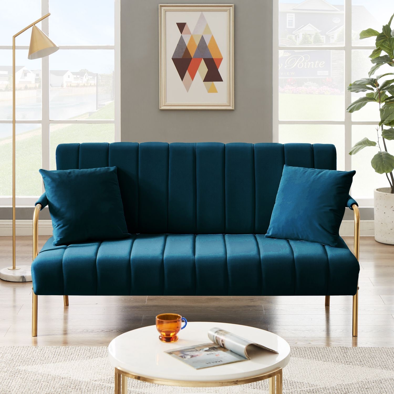 JASMODER W128172213 26.18-Inches Modern Dark Blue Sofa