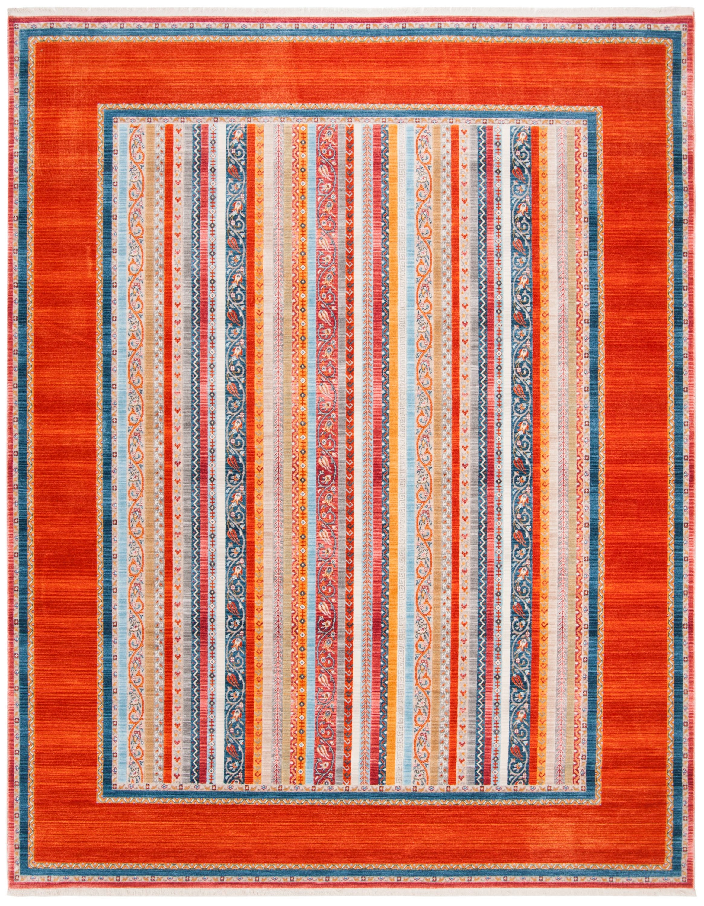 Reversible Blue Synthetic 8' x 10' Rectangular Area Rug