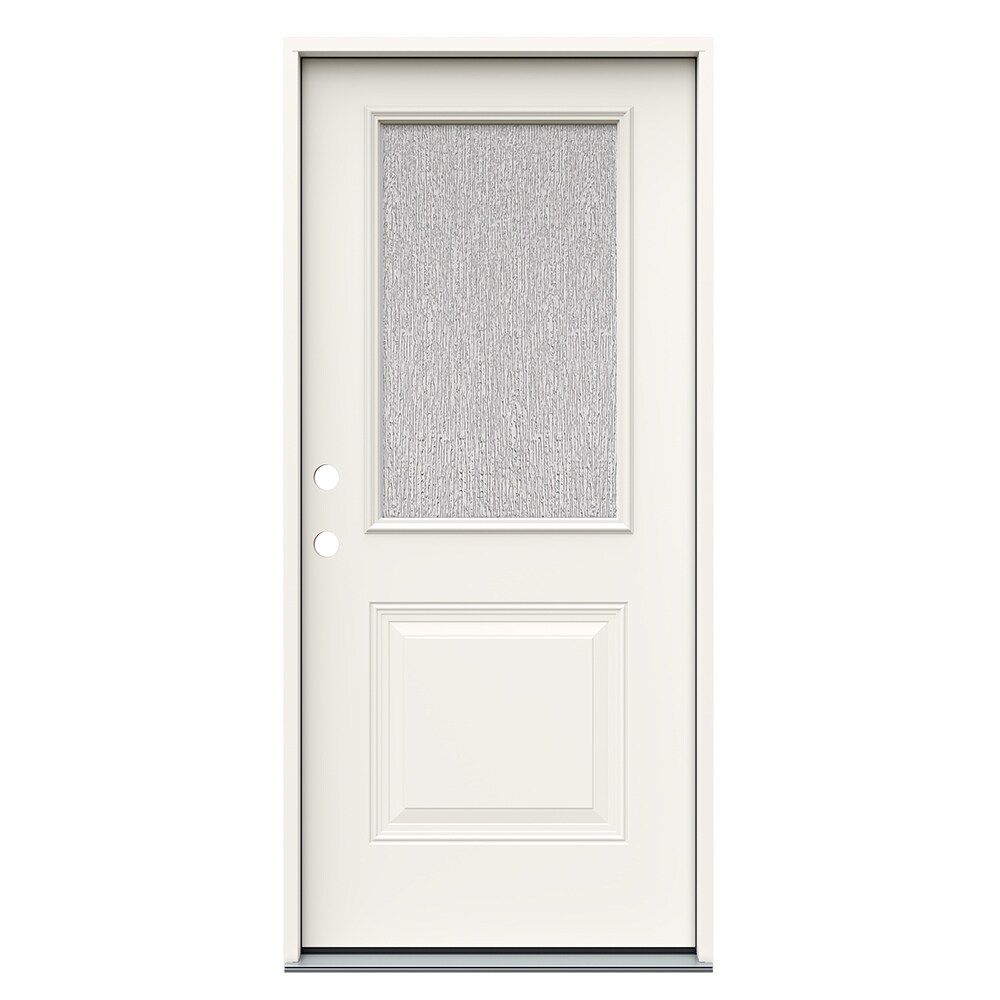 Jeld Wen Rain 36 In X 80 In Steel Half Lite Right Hand Inswing Primed Prehung Single Front Door