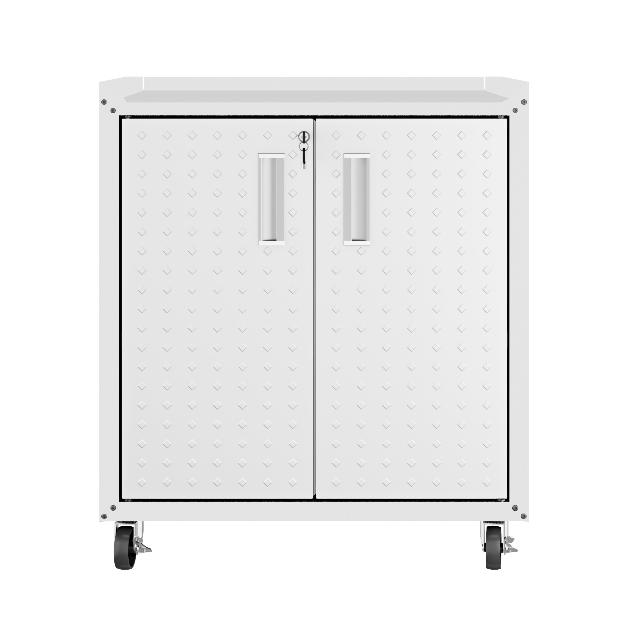Manhattan Comfort 3GMCC-WH Fortress 30.3-in W x 31.5-in H x 18.2-in D Freestanding Aluminum Garage Cabinet in White