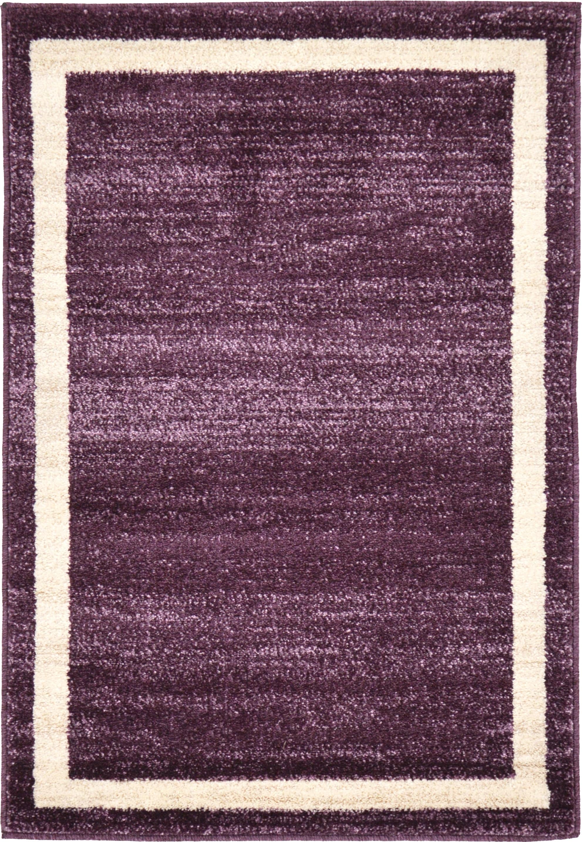 Unique Loom 3127355 Maria Del Mar 2 x 3 (ft) Loomed Polypropylene Violet/Ivory Rectangular Indoor Border Industrial Area rug