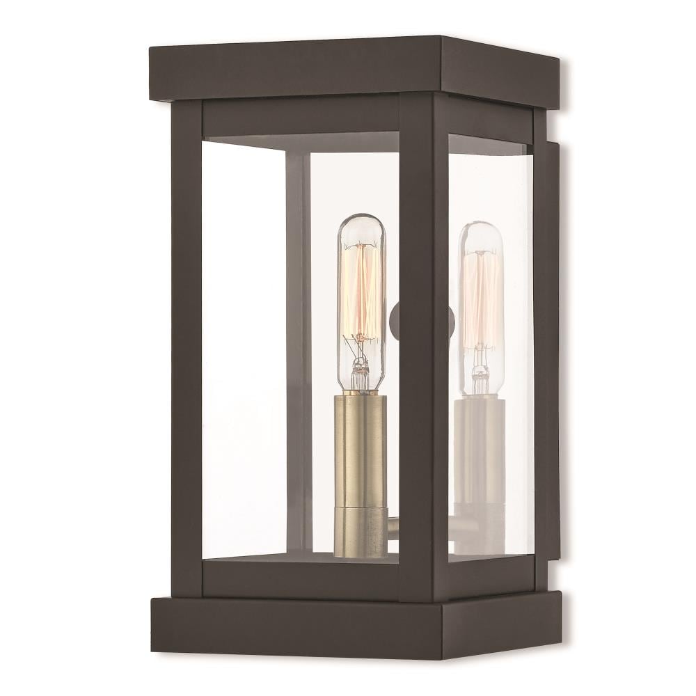 Livex Lighting 20701-07 Hopewell 1 -Light 9-in H Matte Bronze Hardwired Outdoor Wall Light