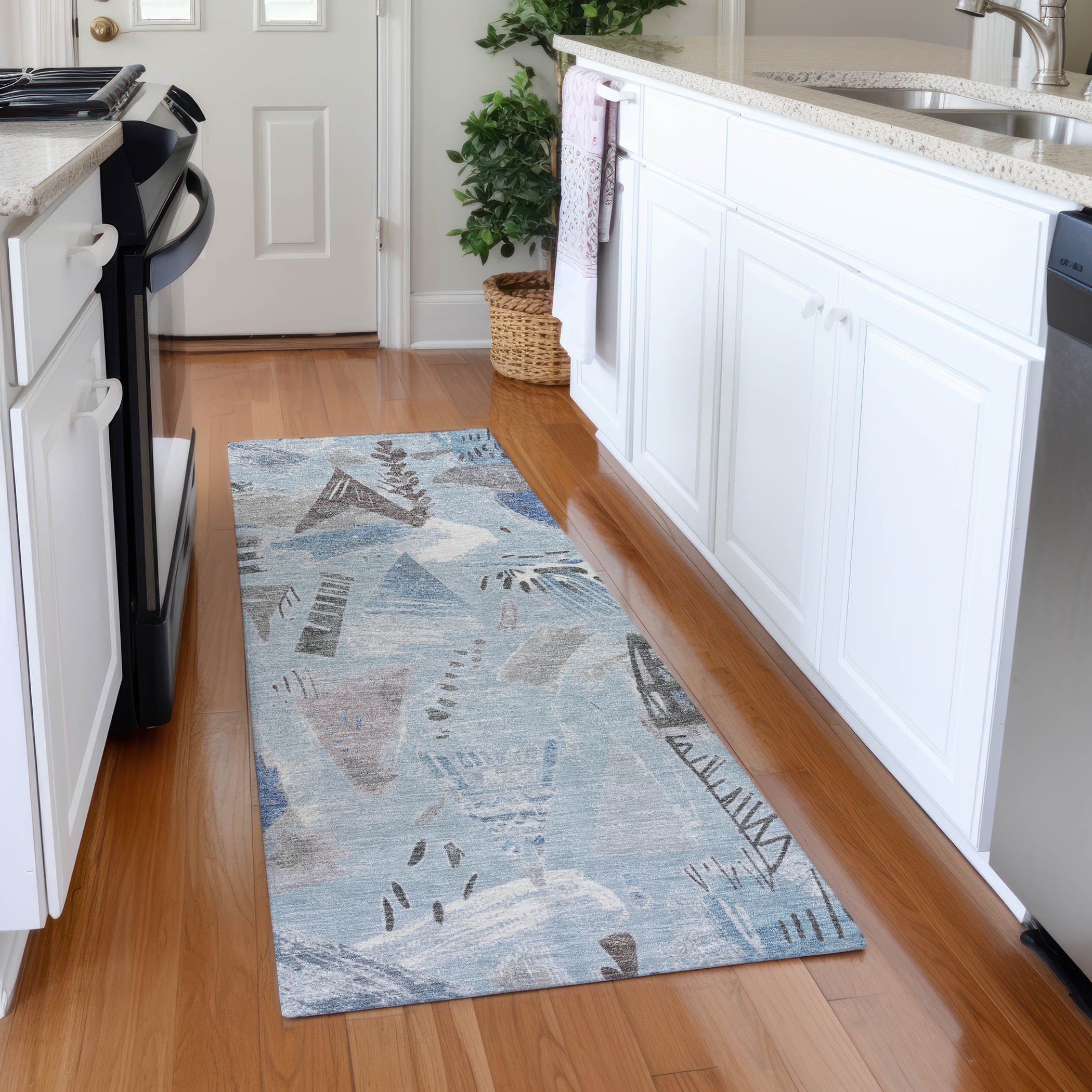Addison Rugs ACN1579SK2X8 Chantille ACN1579SK 2 x 7 (ft) Polyester Sky Rectangular Indoor/Outdoor Geometric Machine washable Runner rug