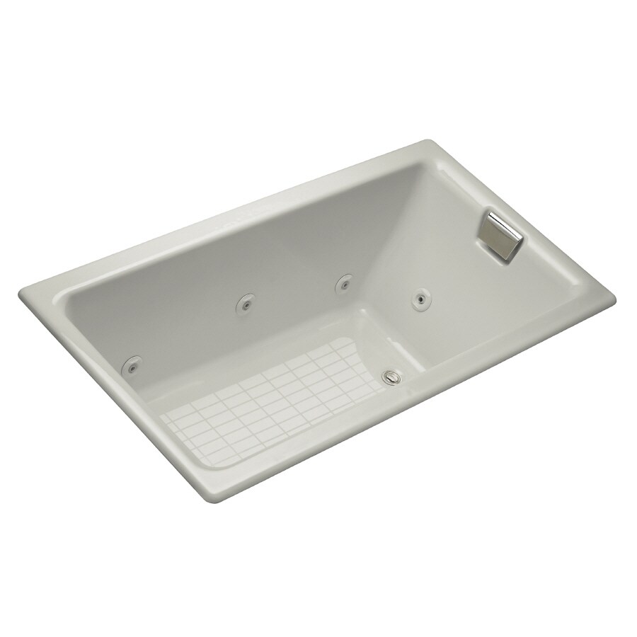 KOHLER 856-HN-95 Tea-For-Two 36-in x 66-in Ice Grey Cast Iron Drop-In Whirlpool Tub (Reversible Drain)