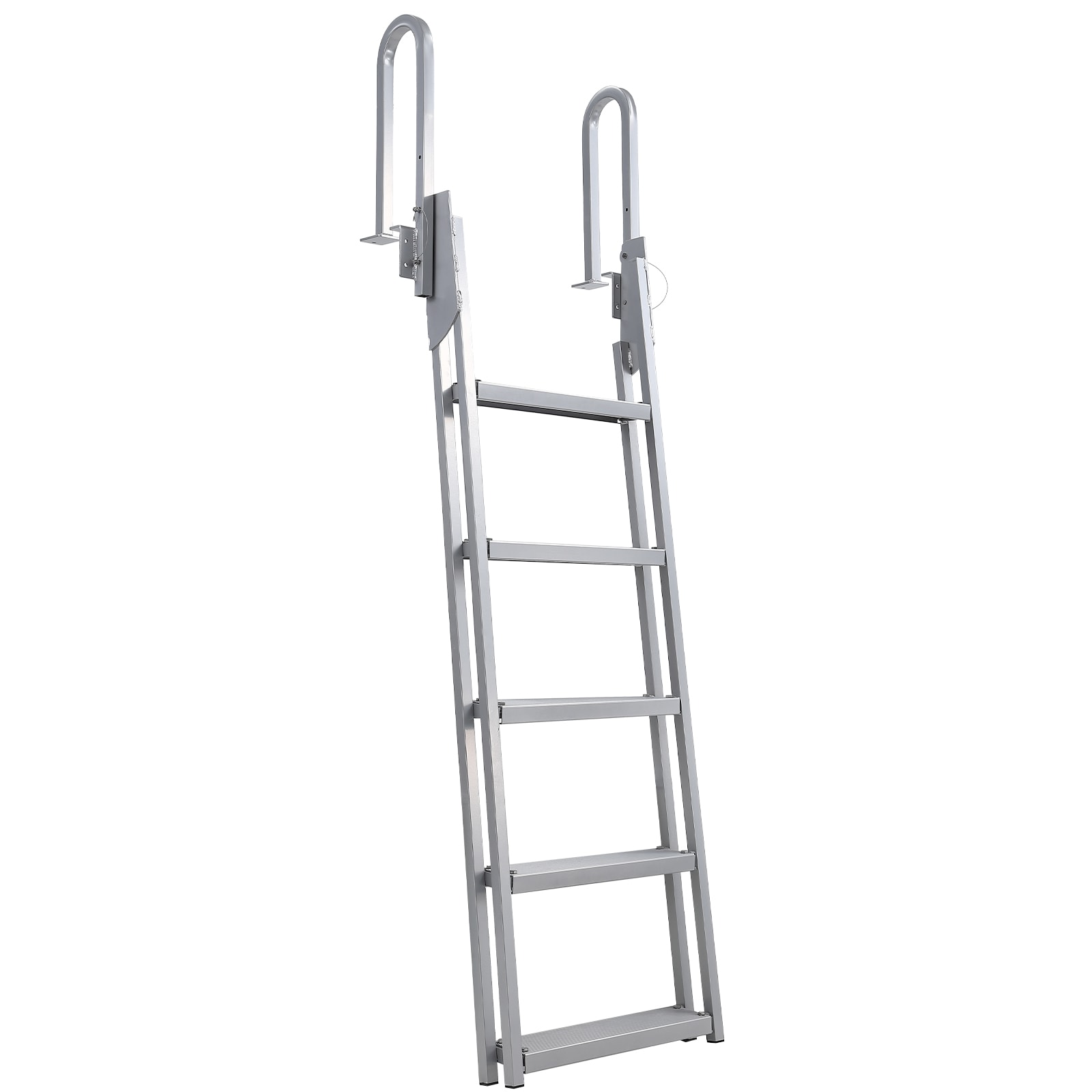 Garvee Heavy Duty Removable 5 Step Aluminum Tailgate Ladder with Adjustable Height for Pontoon Boats Lakes Pools Marine