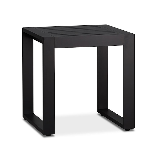 Real Flame Baltic Square Outdoor End, Black Aluminum Patio End Table