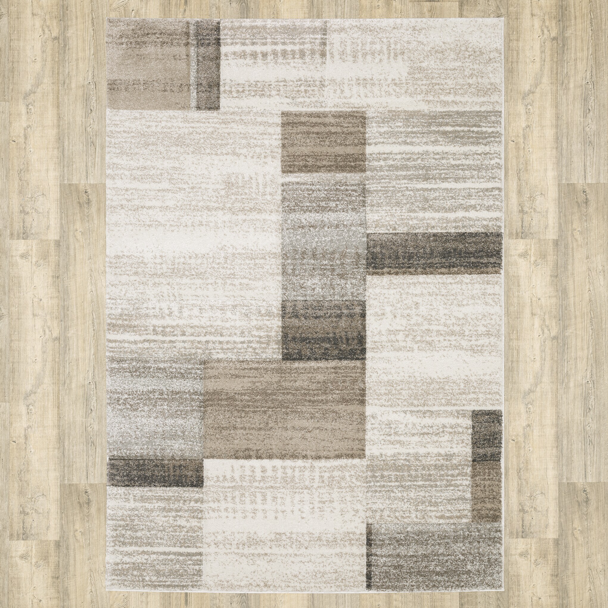 allen + roth Carved Block 8 x 11 Neutral Indoor Geometric Area Rug in the  Rugs department at