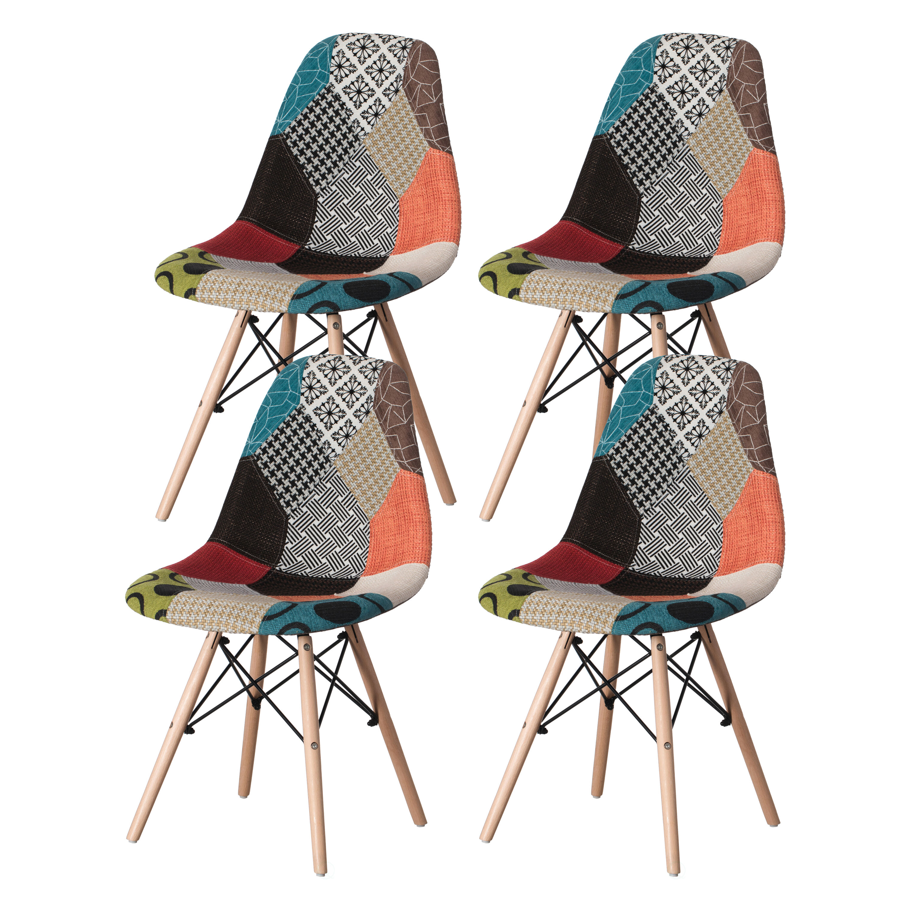 FABULAXE QI004328.4 Set of 4 Contemporary/Modern Upholstered Dining Side Chair (Wood Frame)