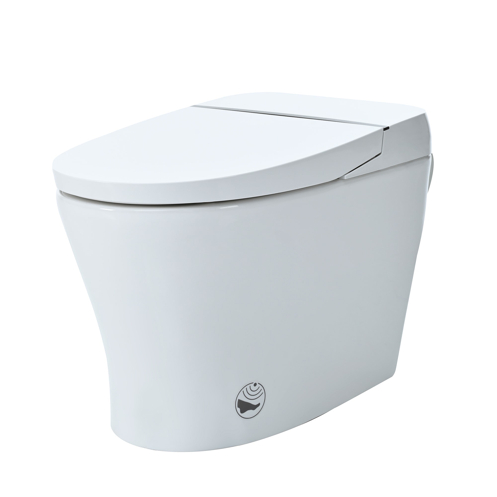 Forclover TOE-314230 White Touchless Flush D-shape Standard height Smart Soft Close 1-piece Toilet 11-1/2-in Rough-In 1.28 GPF