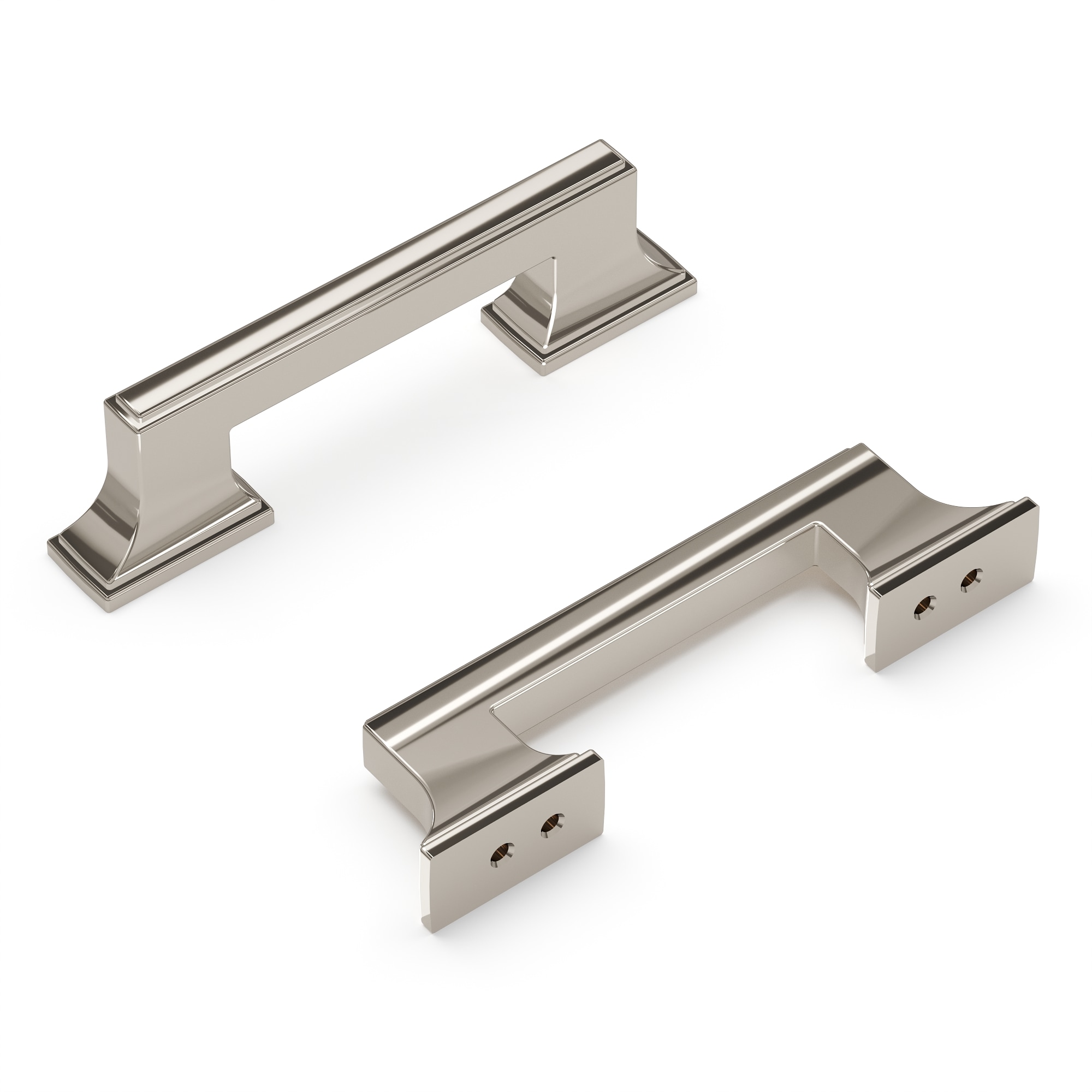 Belwith Keeler B077461-14 Brownstone 3-in or 3-3/4-in , 76mm or 96mm Center to Center Polished Nickel Dual Mount Rectangular Handle Drawer Pulls