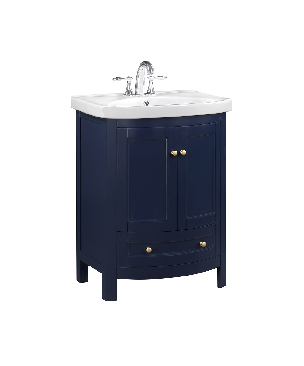 Runfine Bellina 24-in Blue Single Sink Bathroom Vanity With White 