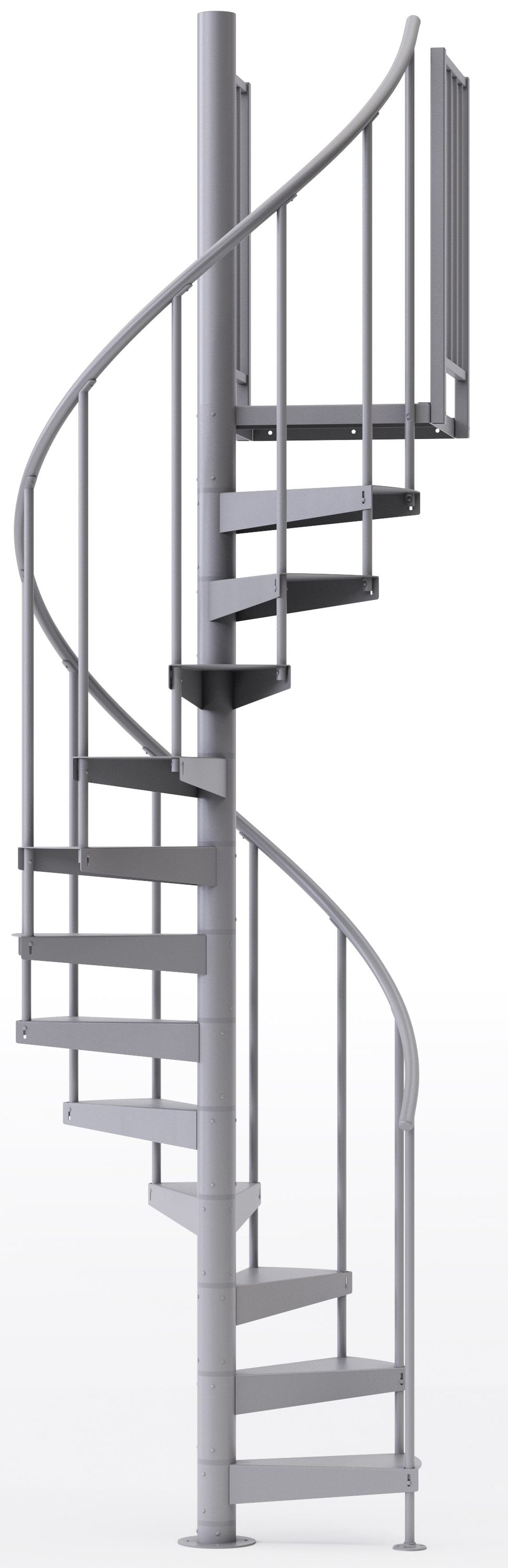 Mylen Stairs EP42G10G002 Condor 42-in x 8.75-ft 2 Platform Rails Gray Spiral Staircase Kit , Fits Height: 93.5-in to 104.5-in (10 treads) ( 10 Treads )