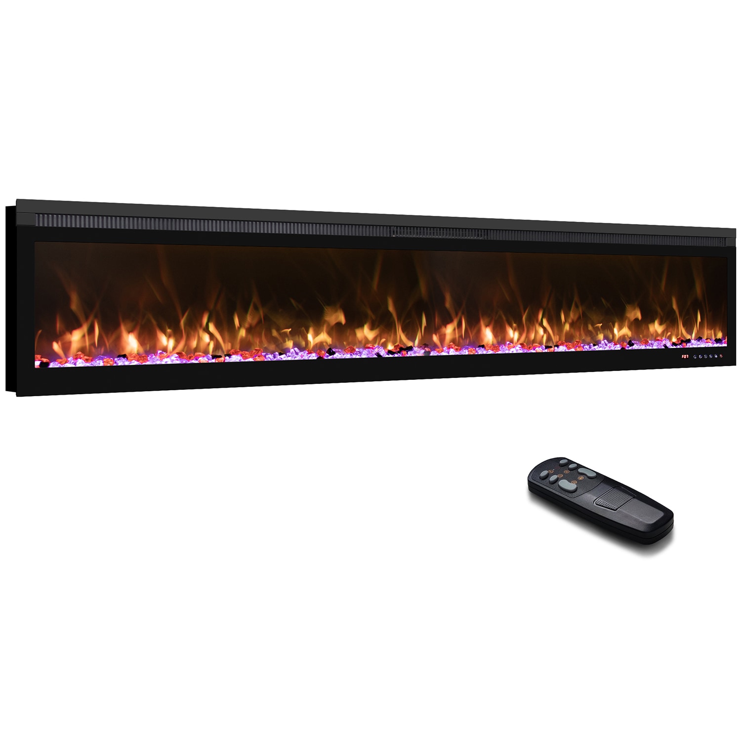 Mondawe 78-in W Black Wall mount Infrared quartz Electric Fireplace with Remote Control Included #MO-0501BI78R