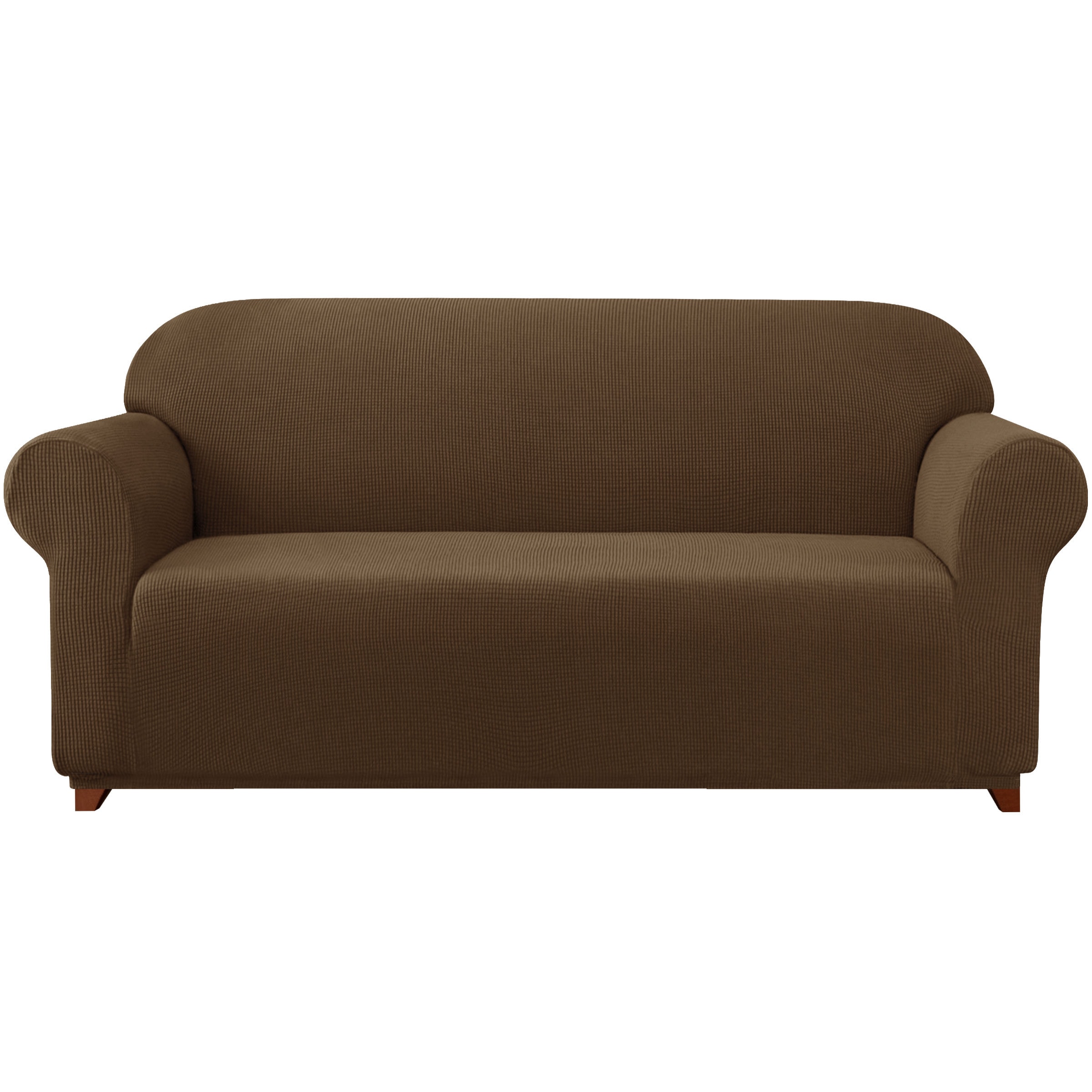 Textured Grid Coffee Jacquard Sofa Slipcover 118-in W x 41-in H x 42-in D Polyester in Brown | - Subrtex SBTSF3007