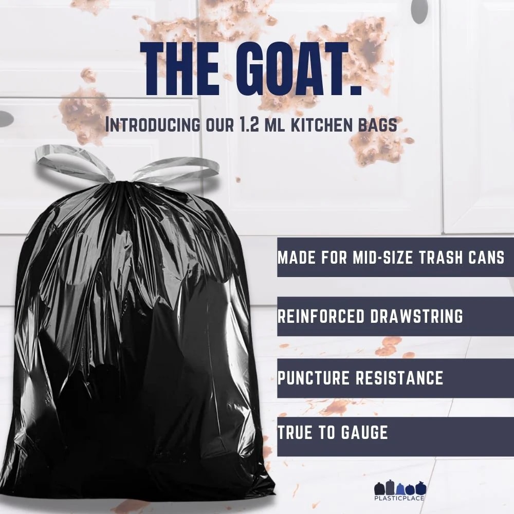Plasticplace 56 Gallon Trash Bags 1.5 Mil - Black Case of 100