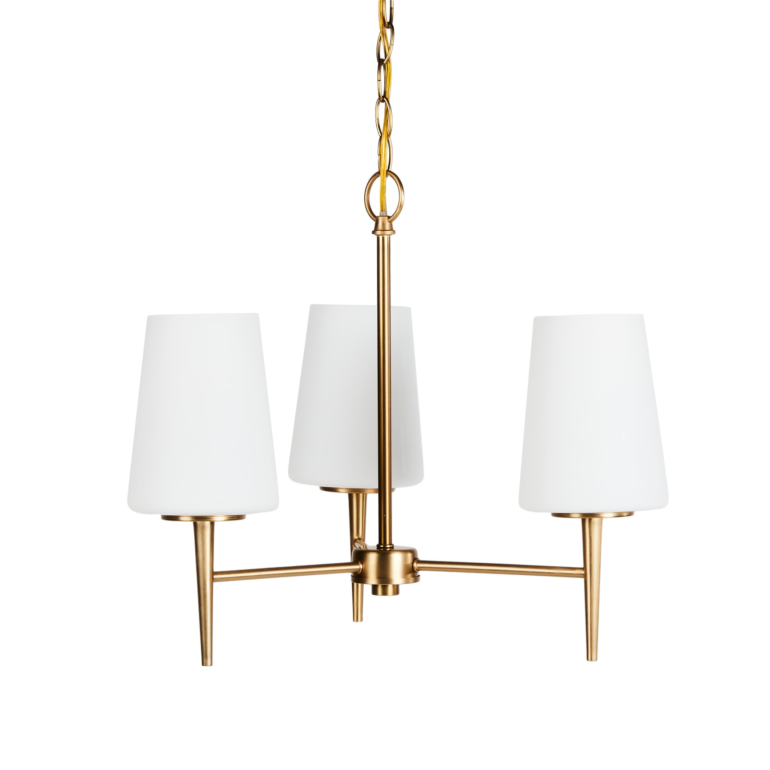 Driscoll Satin Brass and Opal Glass 3-Light Chandelier