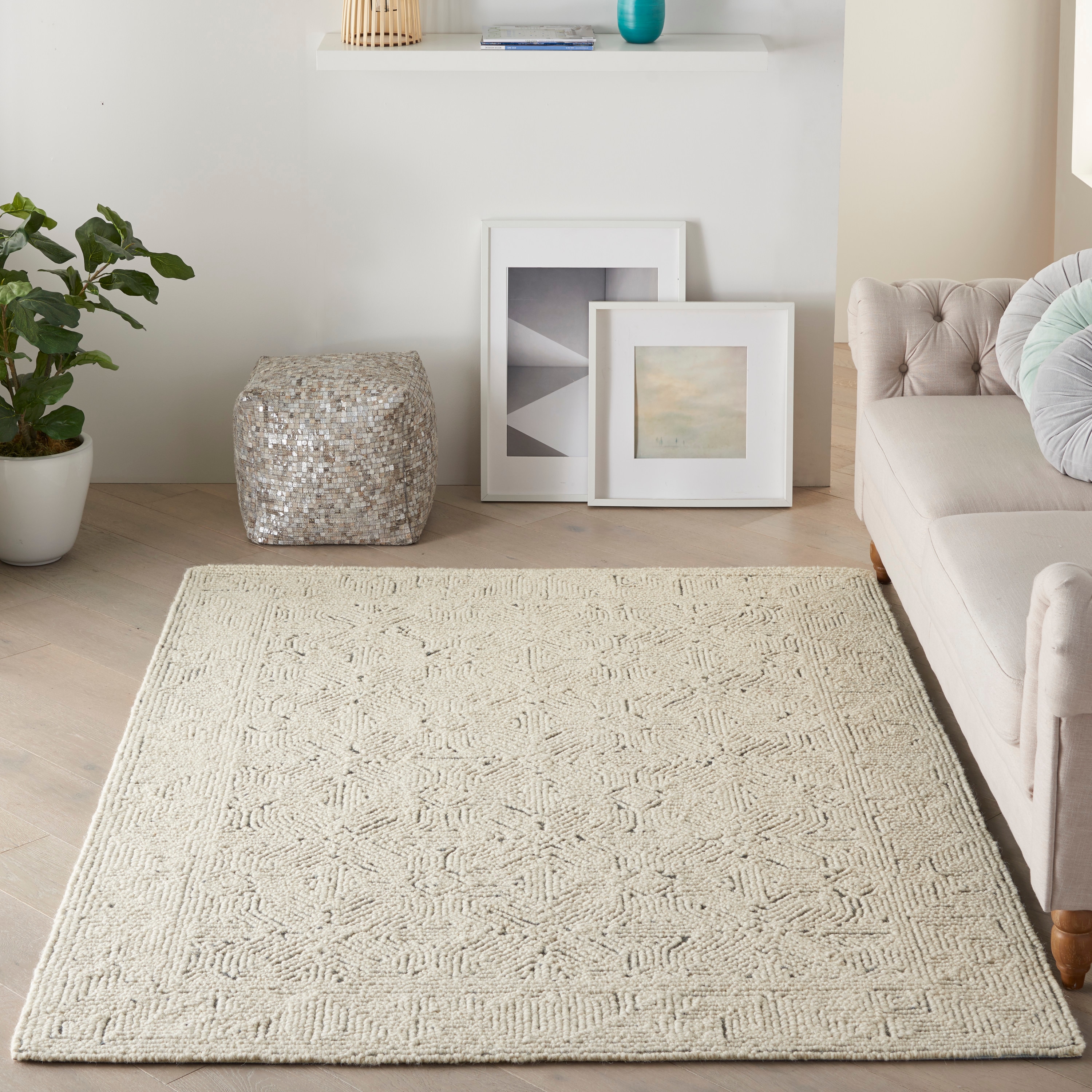 Nourison 99446794932 Vail 5 x 7 (ft) Tufted Polypropylene Ivory/navy Rectangular Indoor Area rug