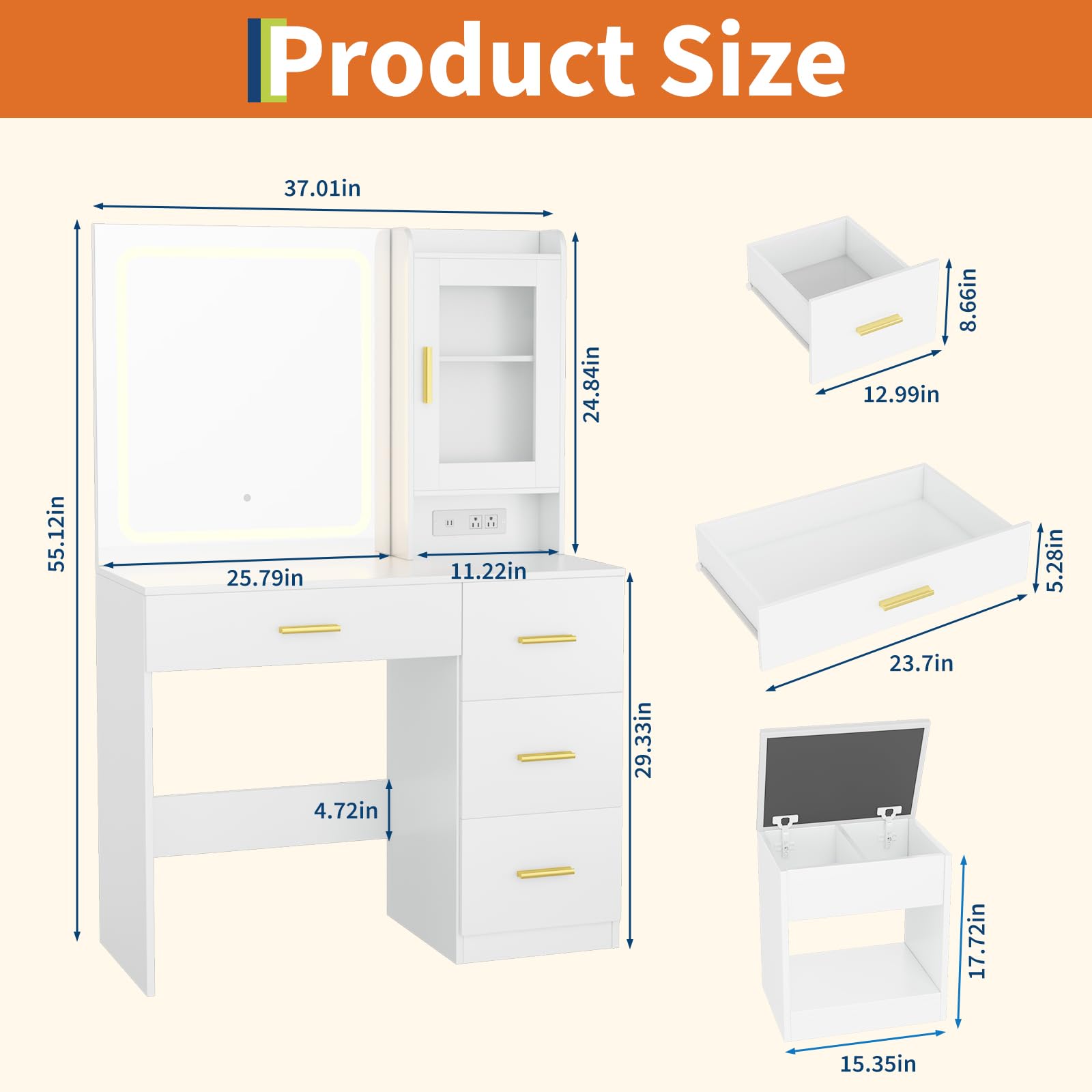 Garvee BQH-XVPNU1XQKDW59 Bedroom-Vanities - View #7