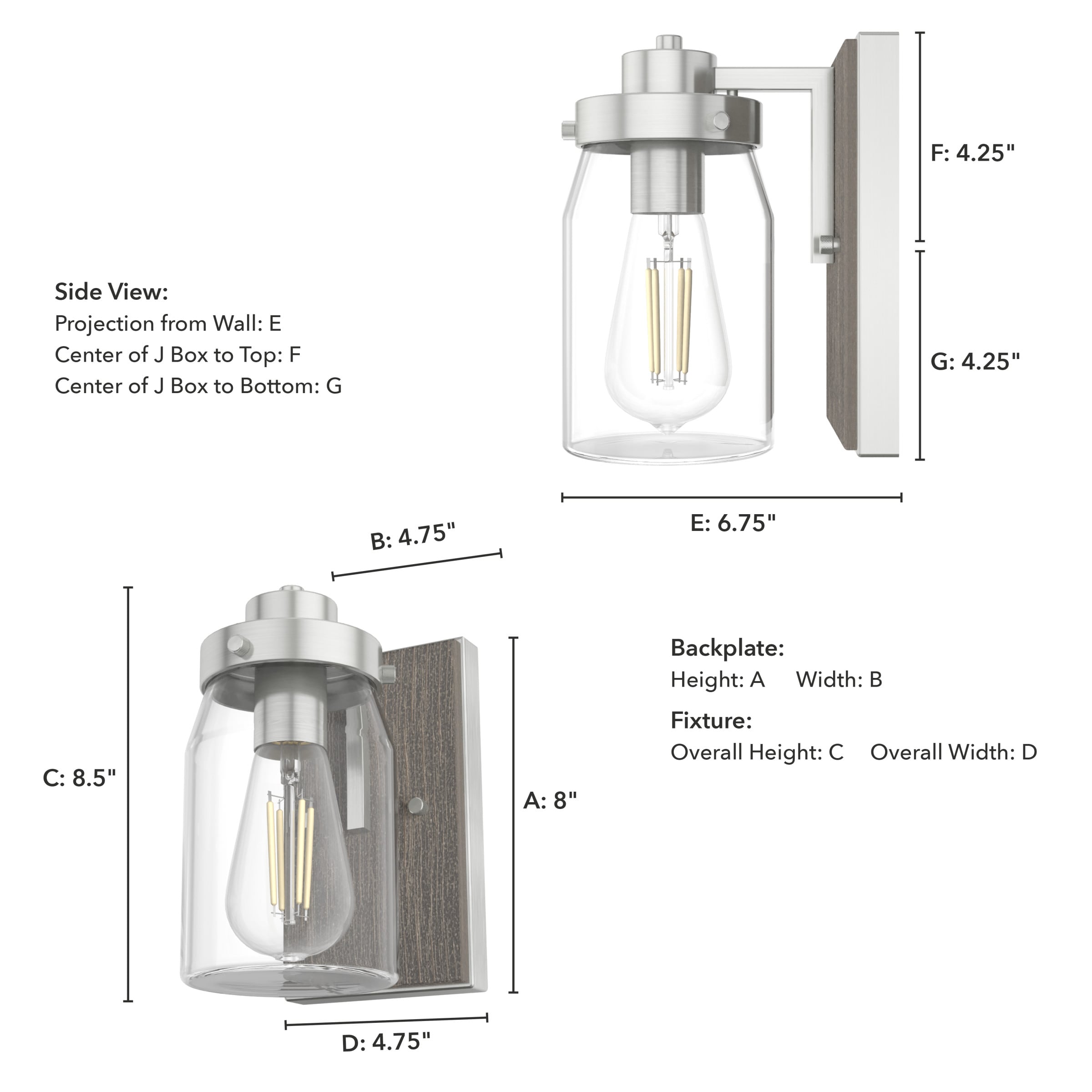 Devon Park 8.5'' Rustic Dimmable Nickel Wall Sconce