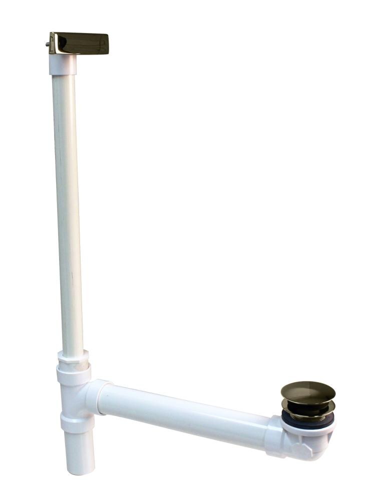 WESTBRASS 493244HLD-05 Bath Waste and Overflow Linear Hidden with Ada Approved Tip-toe Drain Sch. 40 PVC White, 22" Make-up In Polished Nickel