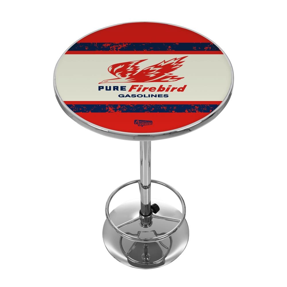 Trademark Gameroom AR2000-PURE-V Pub Tables Chrome Round Traditional Bar Table, Composite with Metal Pedestal Base 27.375-in L x 42-in H