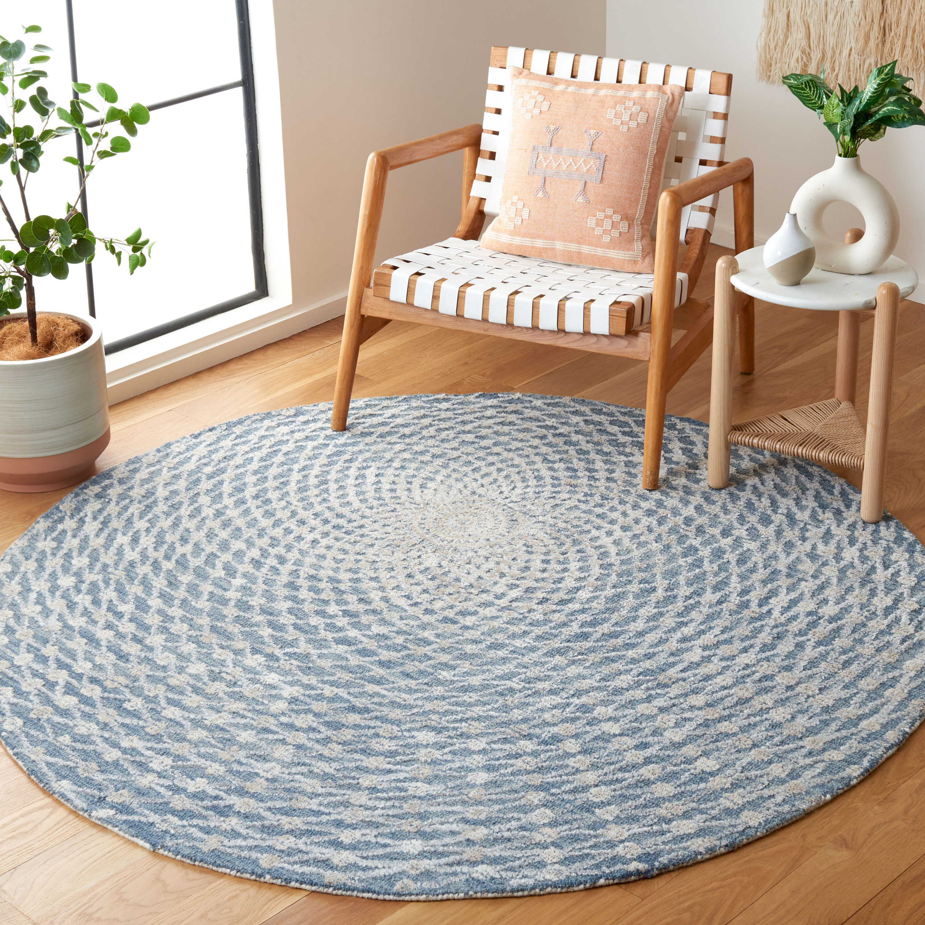  Metro 180 Gray/Beige Contemporary 6Ft x 6Ft Round Rug