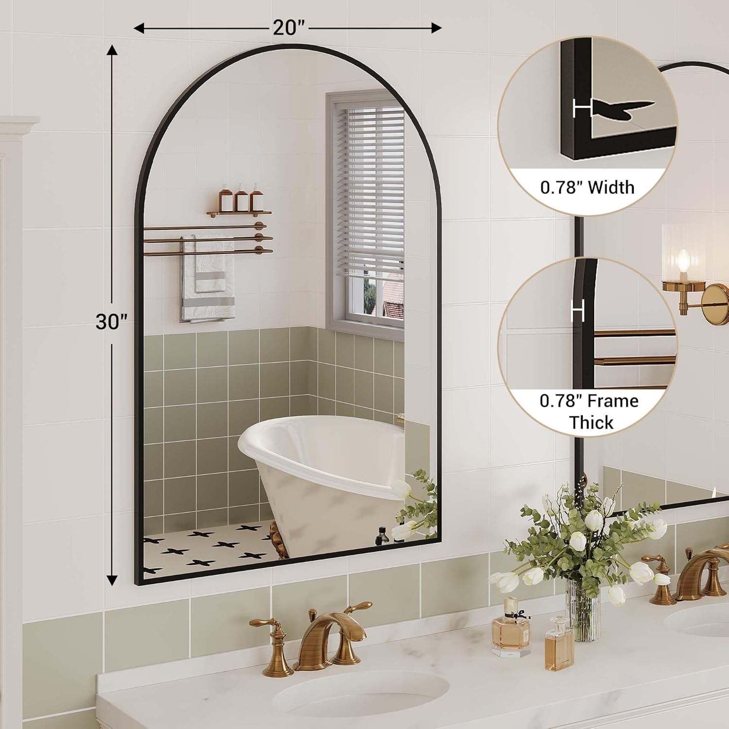 Qeetex DHZ-PHO-34FALKSV Framed-Bath-Mirrors - View #2