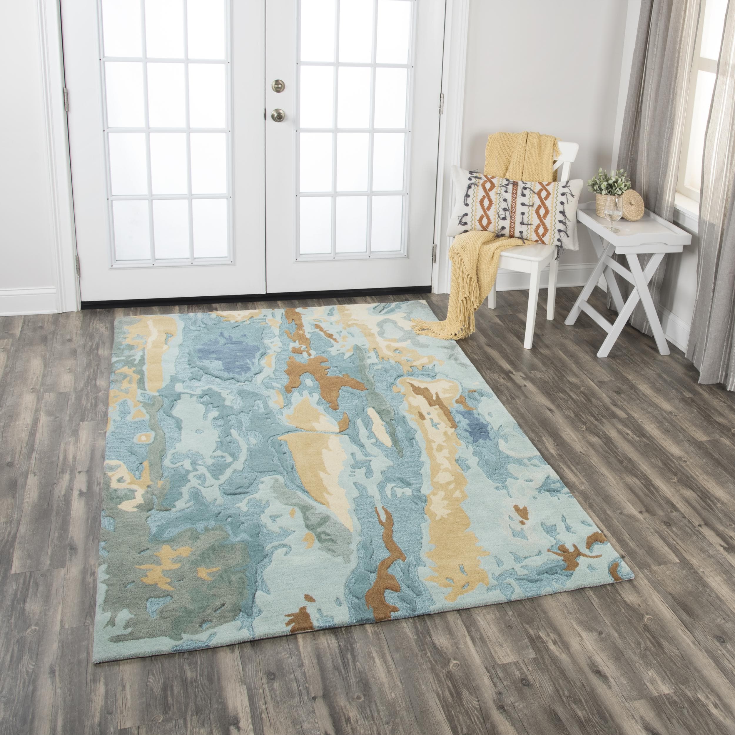 Alora Decor FLAFR1001AA000113 Flare 10 x 13 (ft) Tufted Wool Blue Rectangular Indoor Abstract Mid-Century Modern Area rug