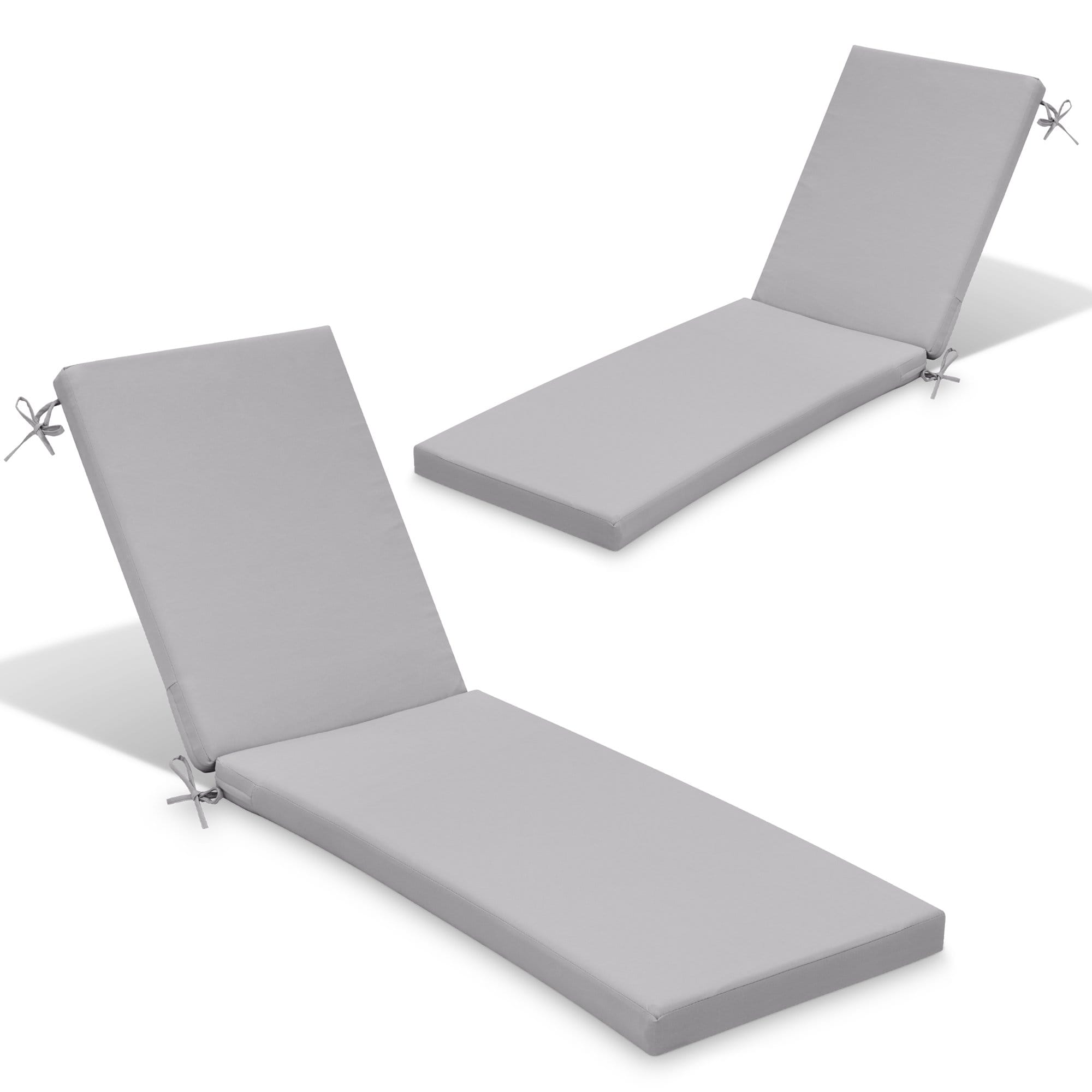 CloudFly CL-CU001LGY-2 2 pc outdoor lounge chair cushion 43.7-in x 21-in 2 -Piece Light Gray Patio chaise lounge chair cushion